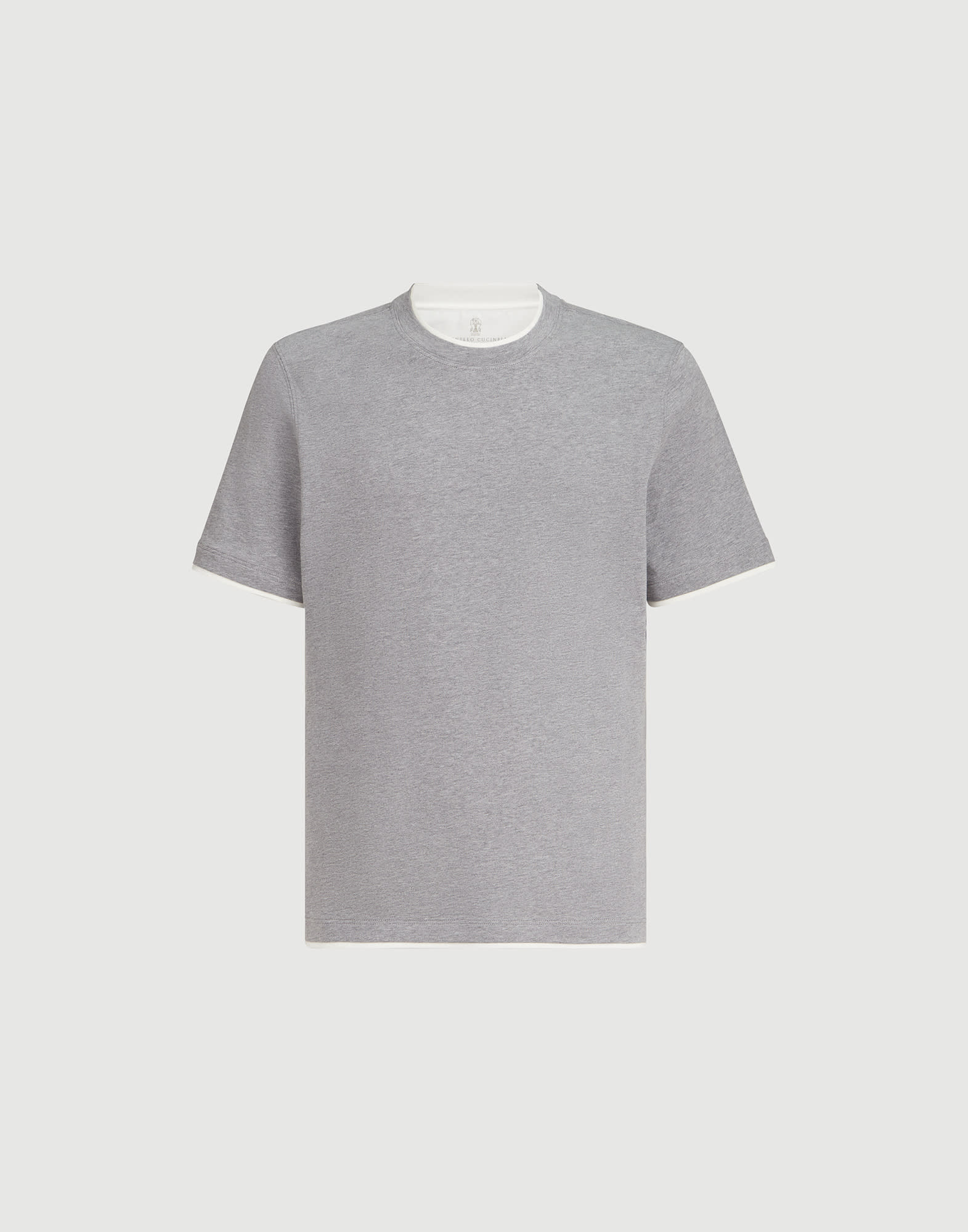 T-shirt with faux-layering for Man in Grey | Brunello Cucinelli