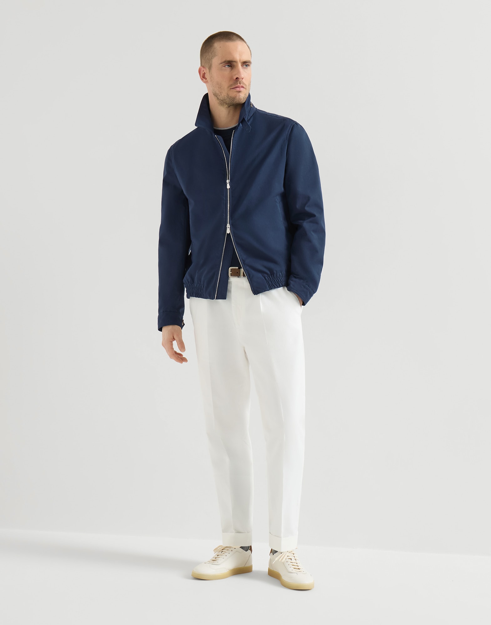 Gabardine garment dyed trousers for Man in Snow | Brunello Cucinelli