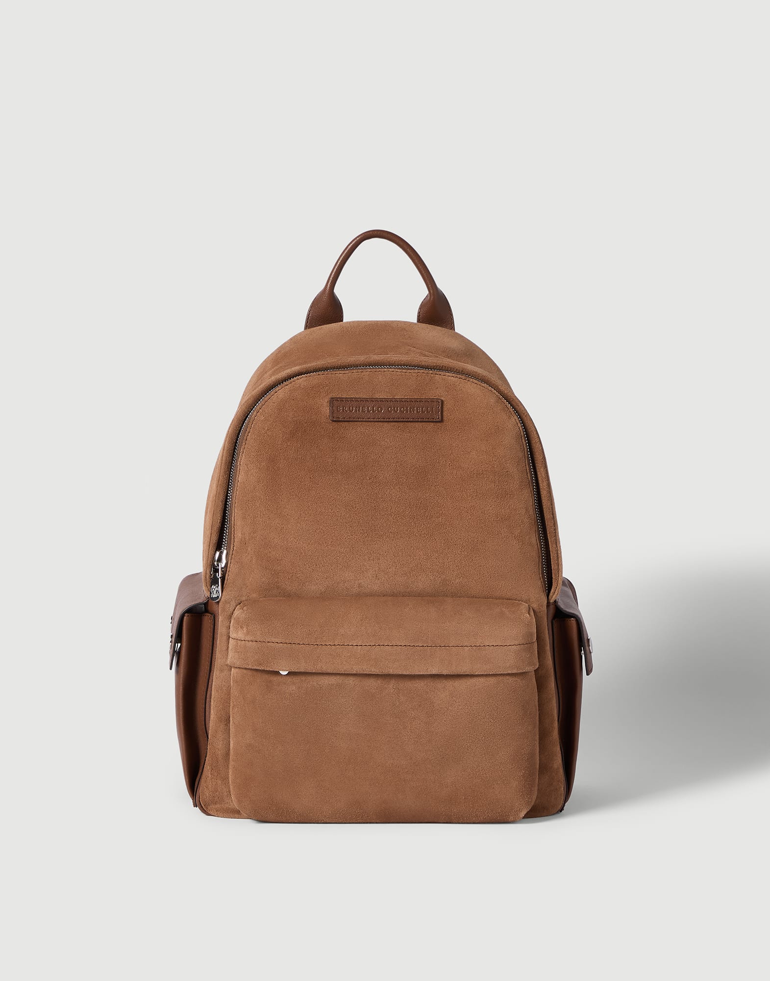 brunello cucinelli leather backpack Taupe-grey Fashion Full Circle two small side pockets with magnetic closures and a front zipper pocket allow you to always have your essentials within reach Calfskin and cowhide backpack for