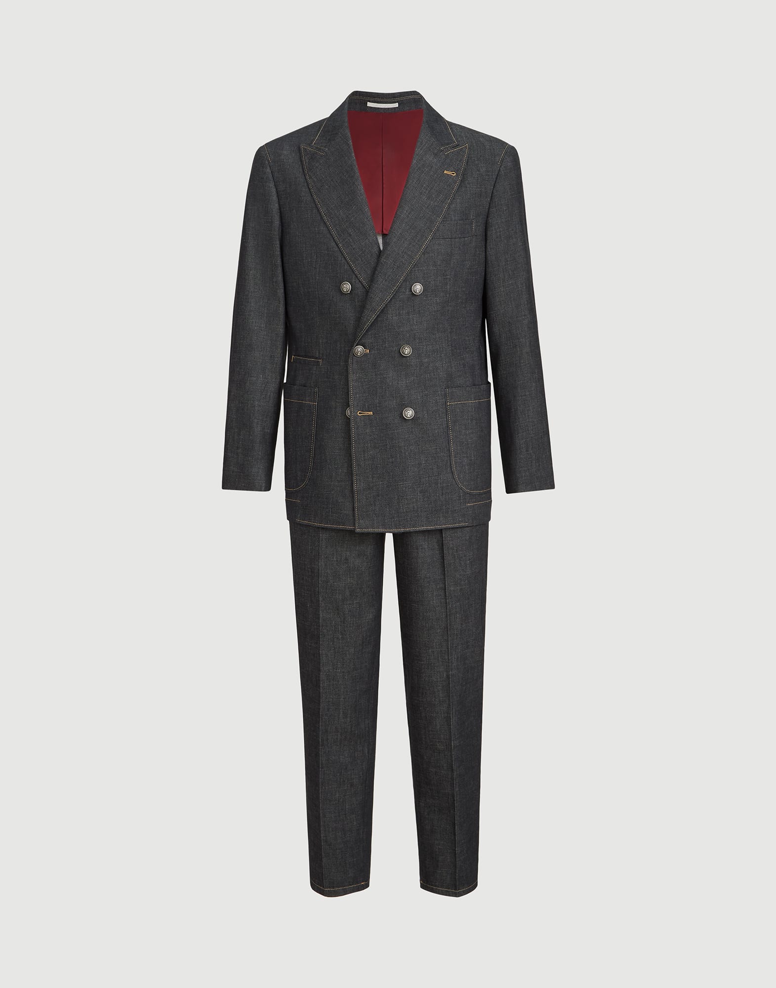 Lightweight denim Tailor suit for Man in Dark Grey | Brunello
