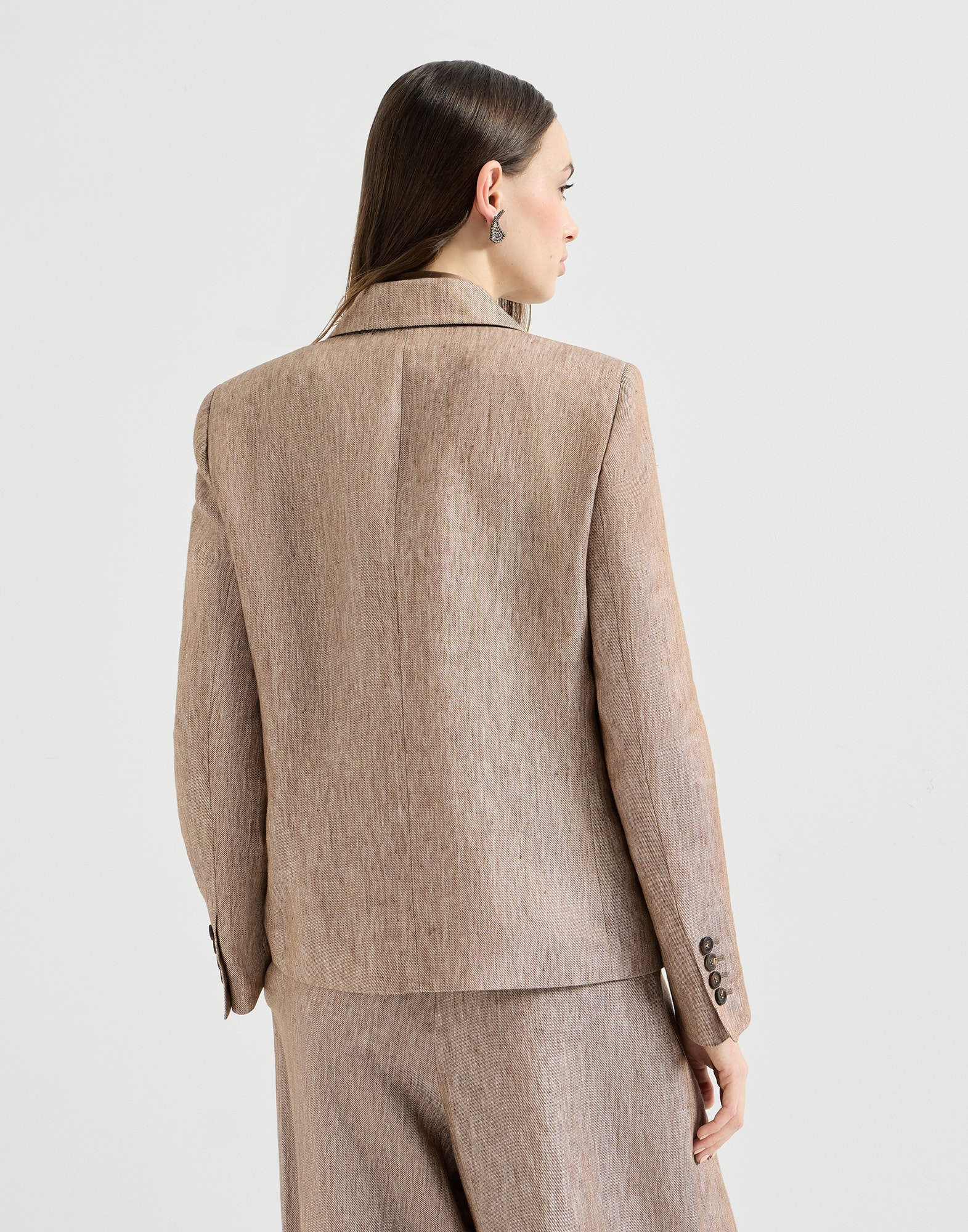Linen denim jacket for Woman in Beige | Brunello Cucinelli