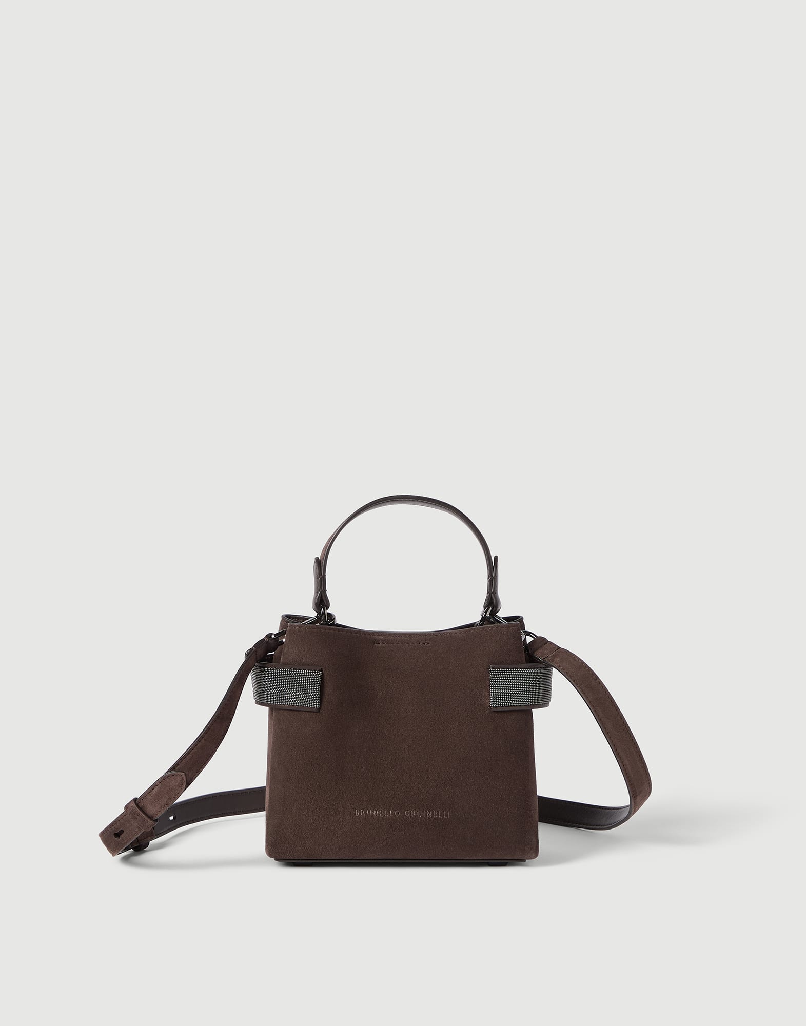 Essence 小号绒面革手挽包 松果布朗色 女款 - Brunello Cucinelli