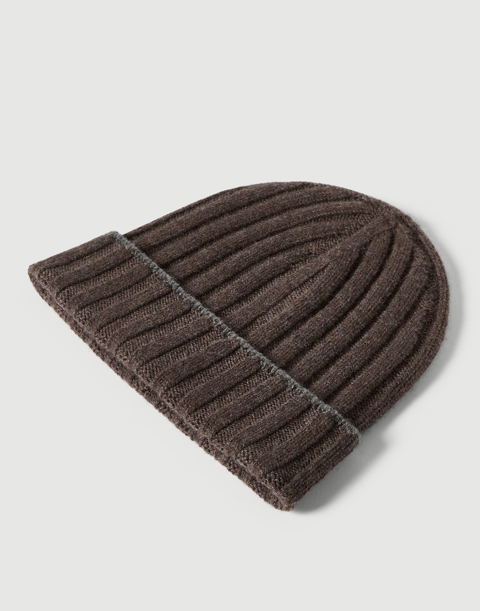 メンズ 向け ブラウン カシミヤリブ ニットキャップ | Brunello Cucinelli