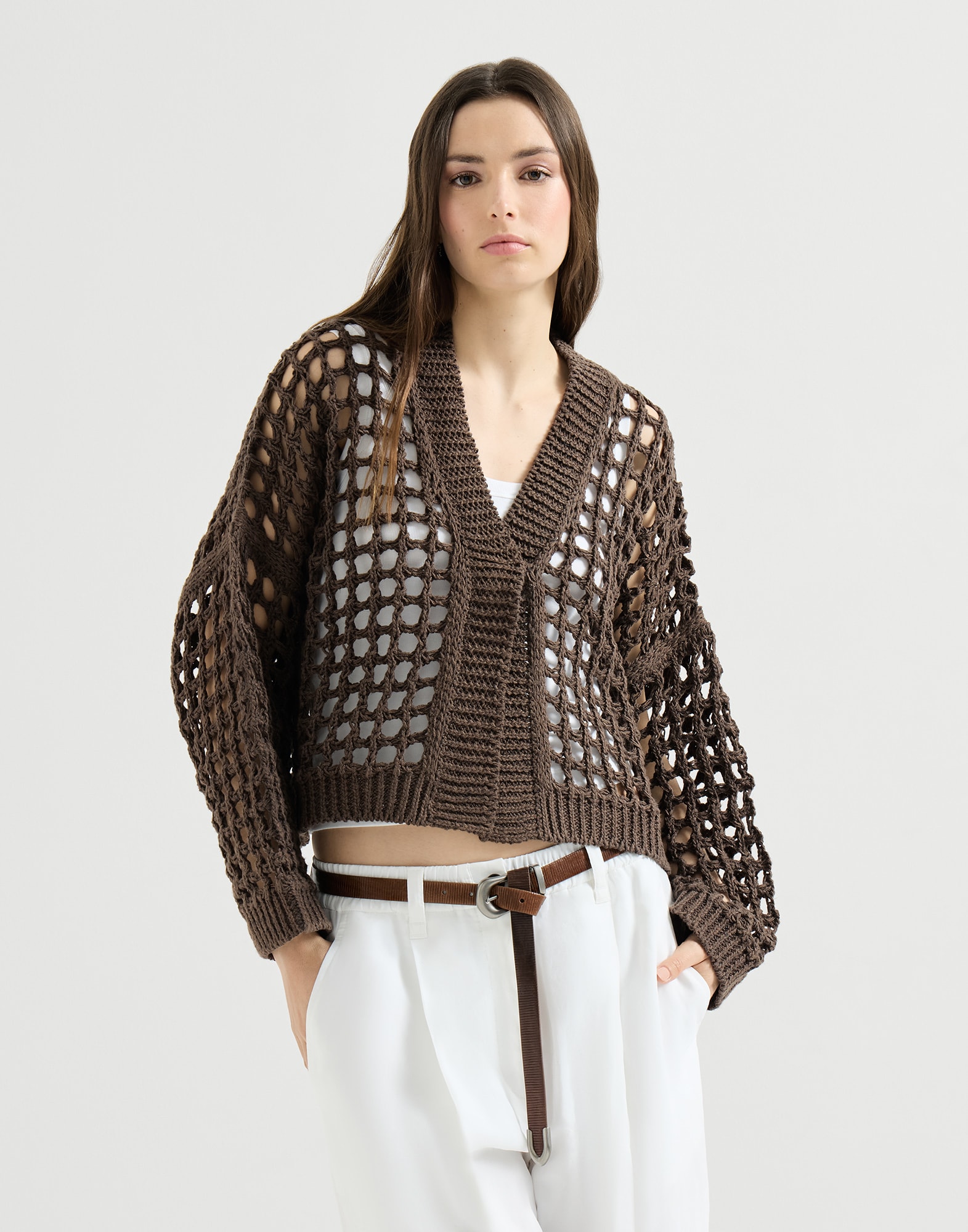 Cardigan con Bottoni - Vista frontale - Visualizza a schermo intero