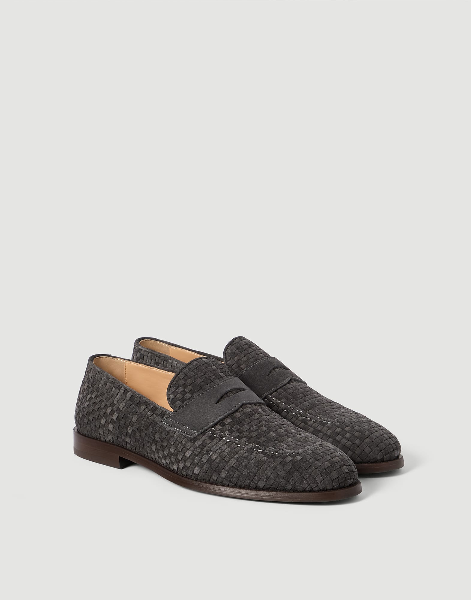 ブレイデッドスエード ペニーローファー ダークグレー メンズ - Brunello Cucinelli