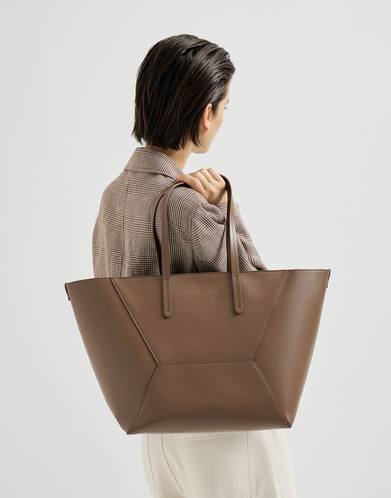 Calfskin BC Duo bag for Woman in Ivory | Brunello Cucinelli