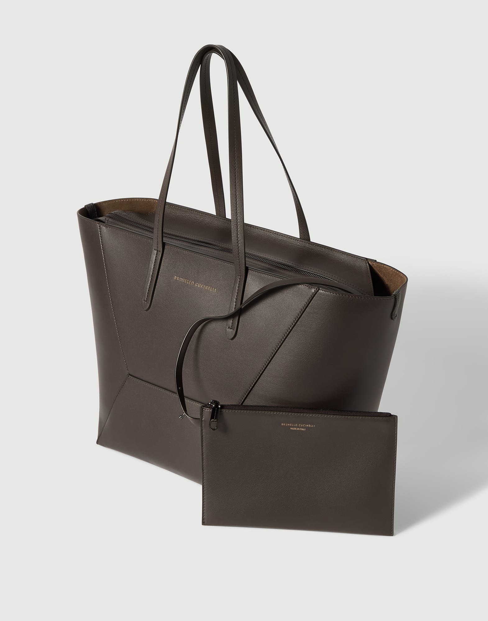 Calfskin BC Duo bag for Woman in Dark Mahogany | Brunello Cucinelli