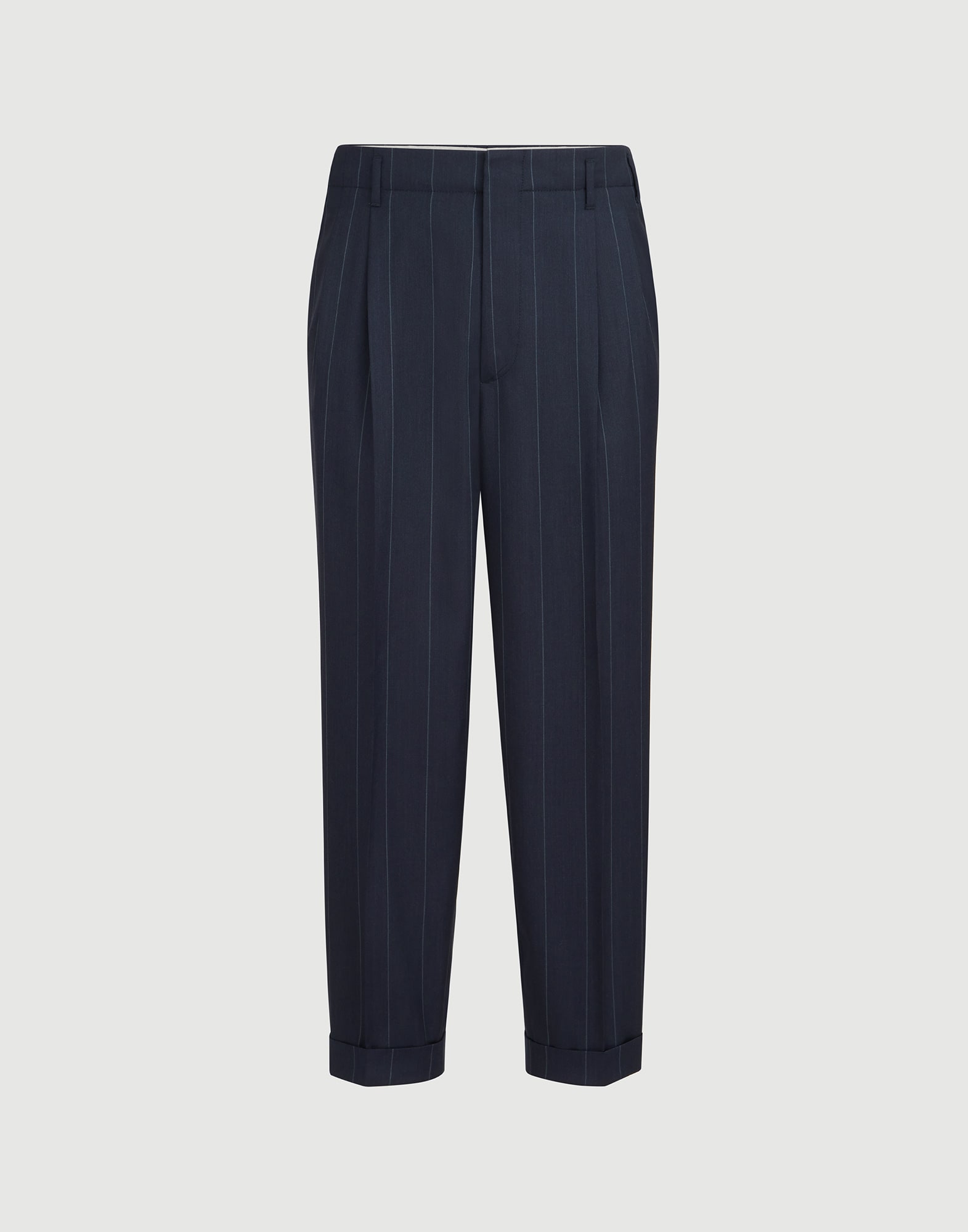Chalk stripe trousers for Man in Medium Grey | Brunello Cucinelli