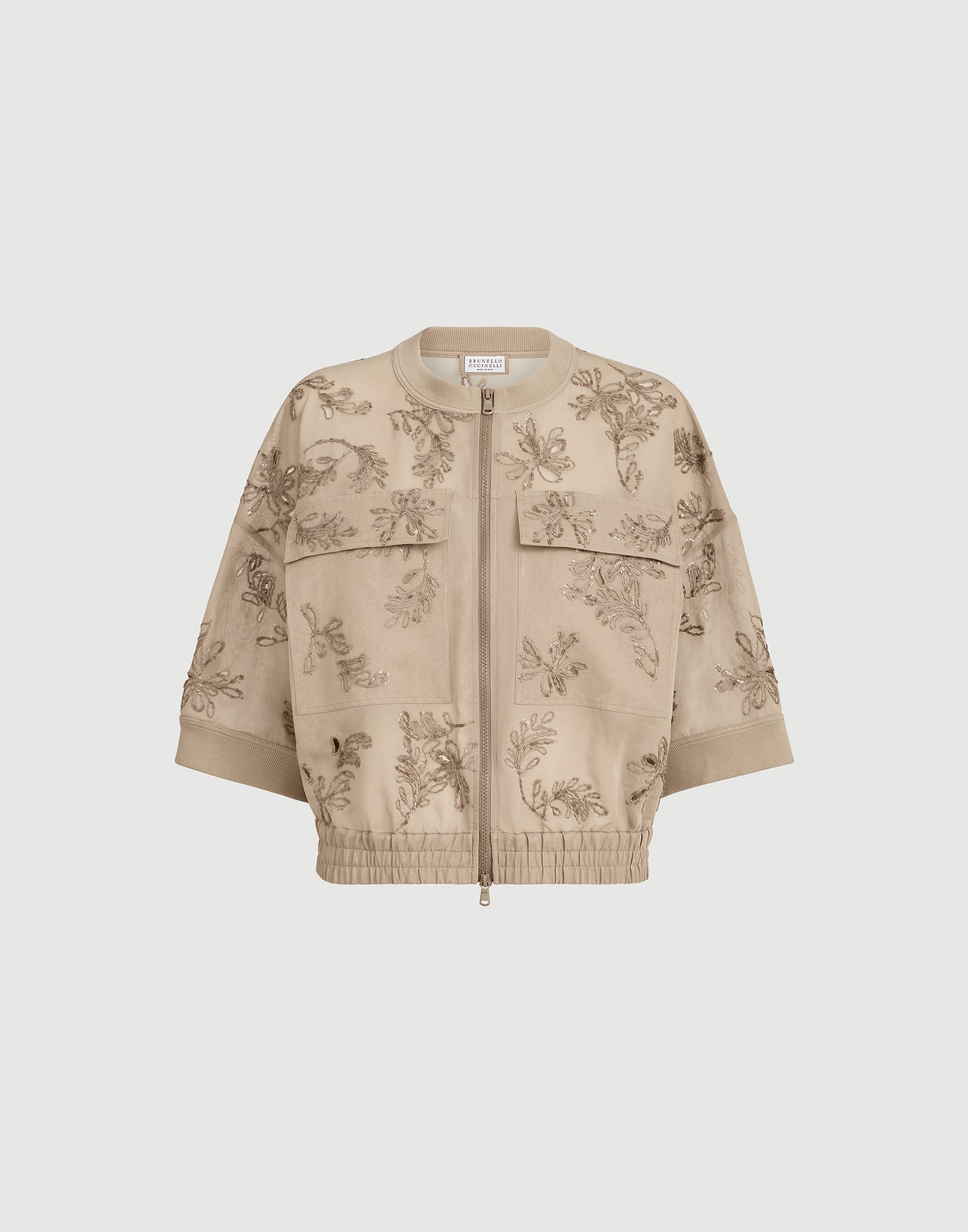 Outerwear with dazzling broderie anglaise for Woman in Cappuccino