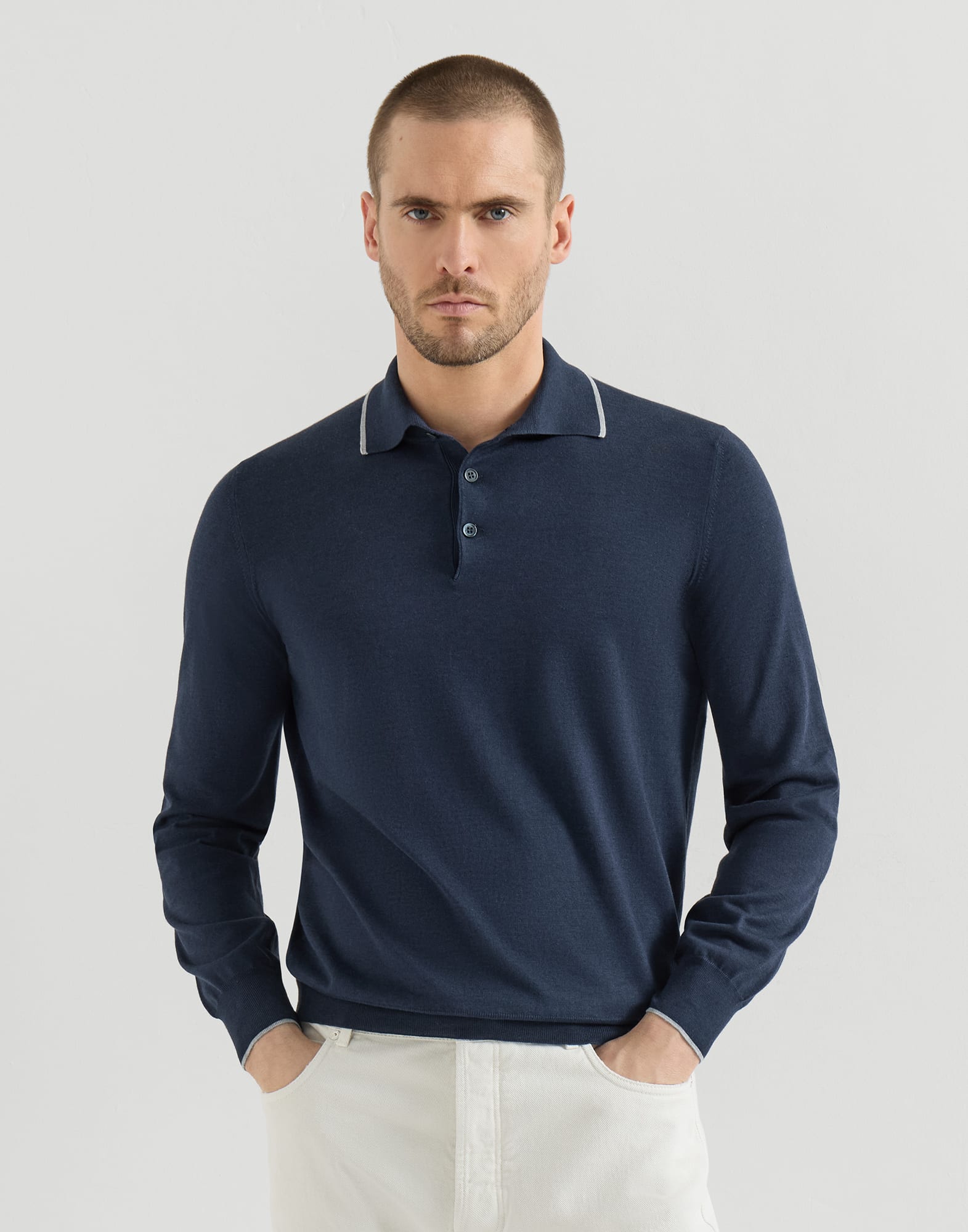 Polo-Style Sweater - Front view - View Full Screen
