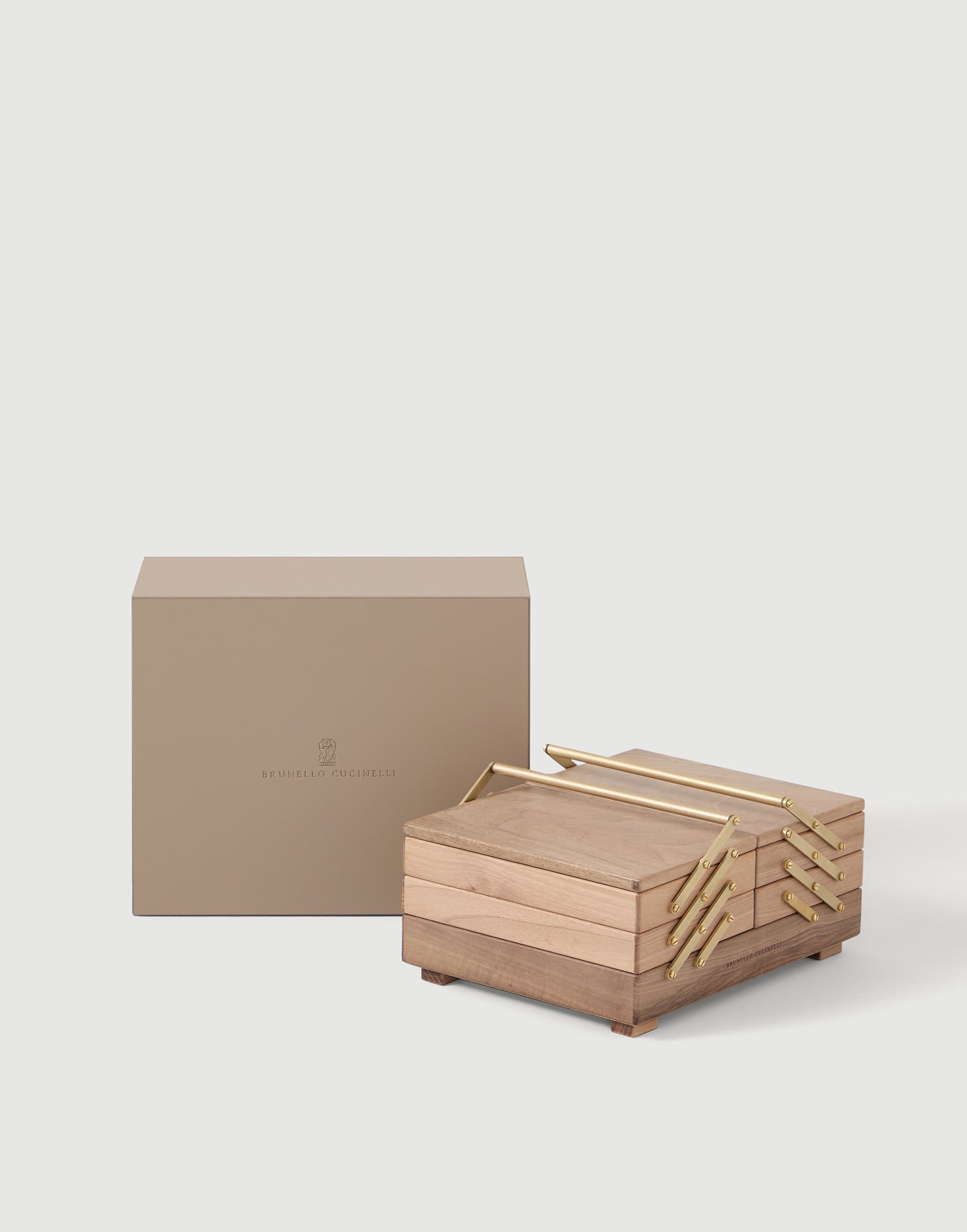 Wood, Krion® and brass Mahjong set in Beige | Lifestyle | Brunello