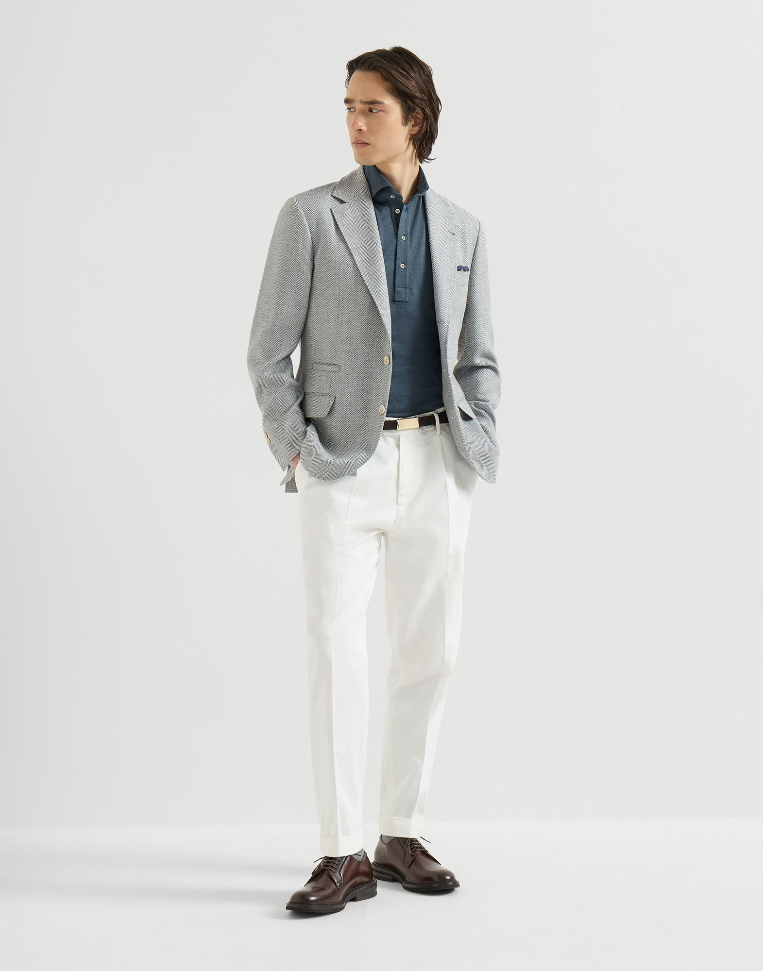 メンズ 向け ミリタリー ピケ ポロシャツ | Brunello Cucinelli