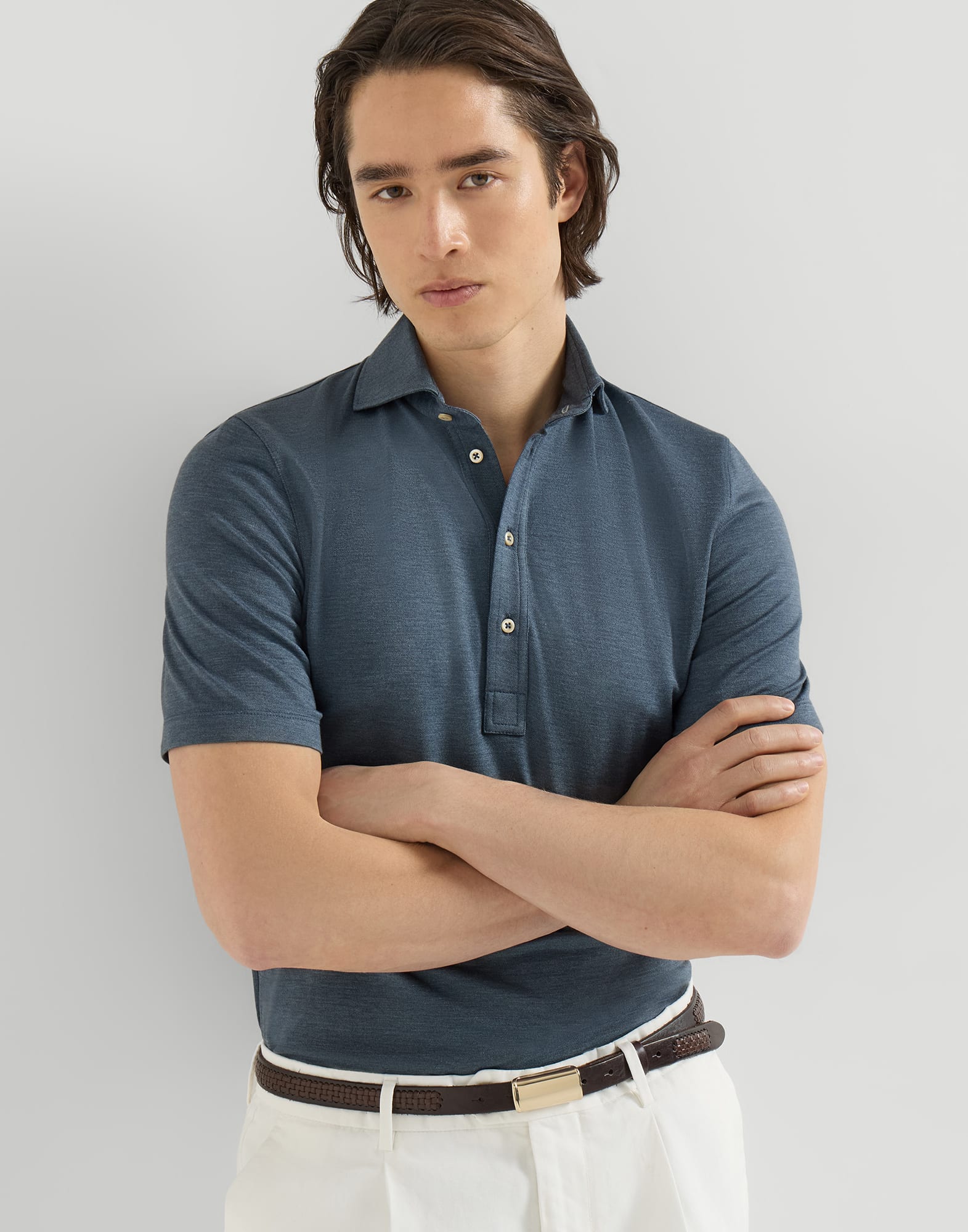 メンズ 向け ミリタリー ピケ ポロシャツ | Brunello Cucinelli