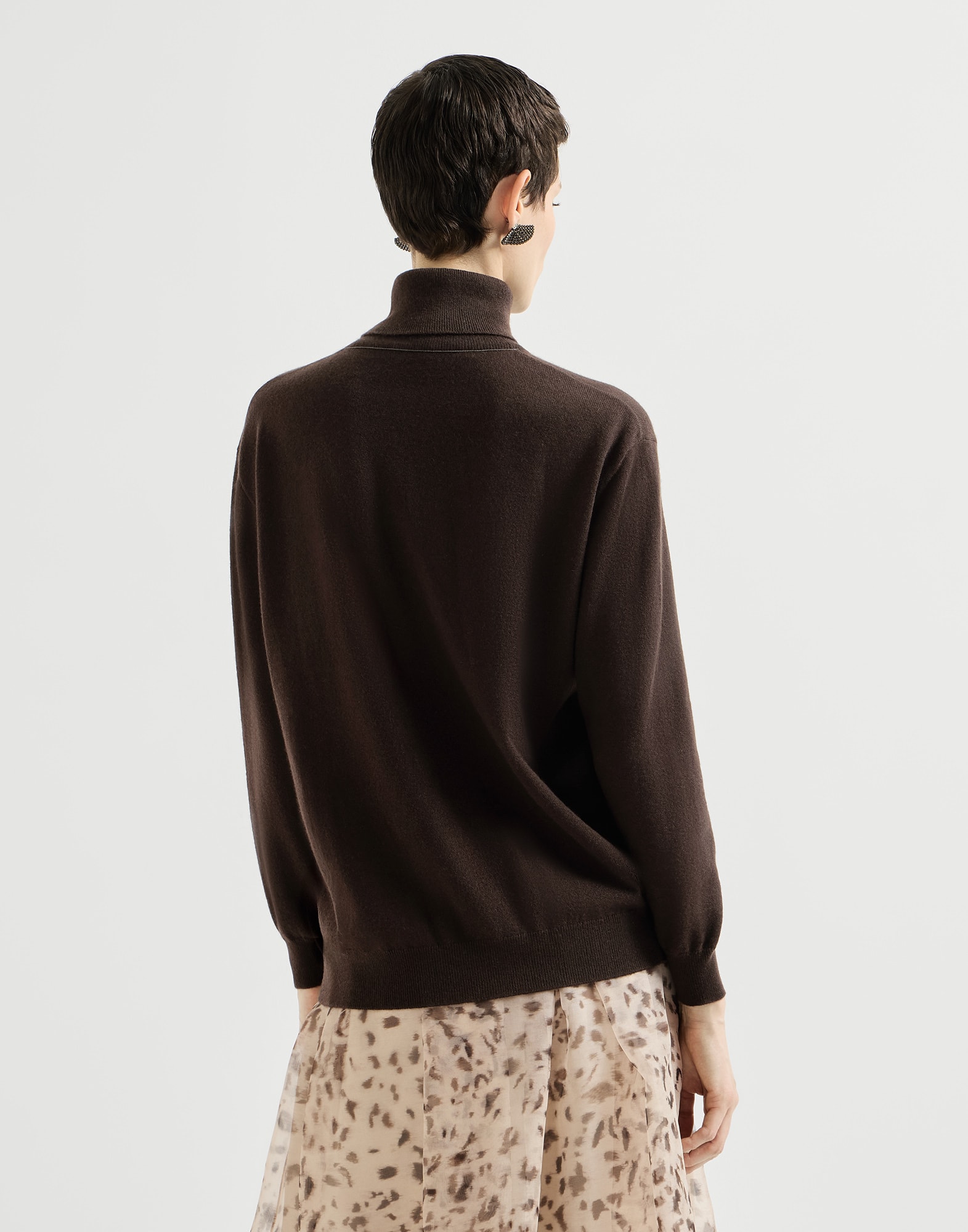 Cashmere turtleneck sweater for Woman in Dark Grey | Brunello