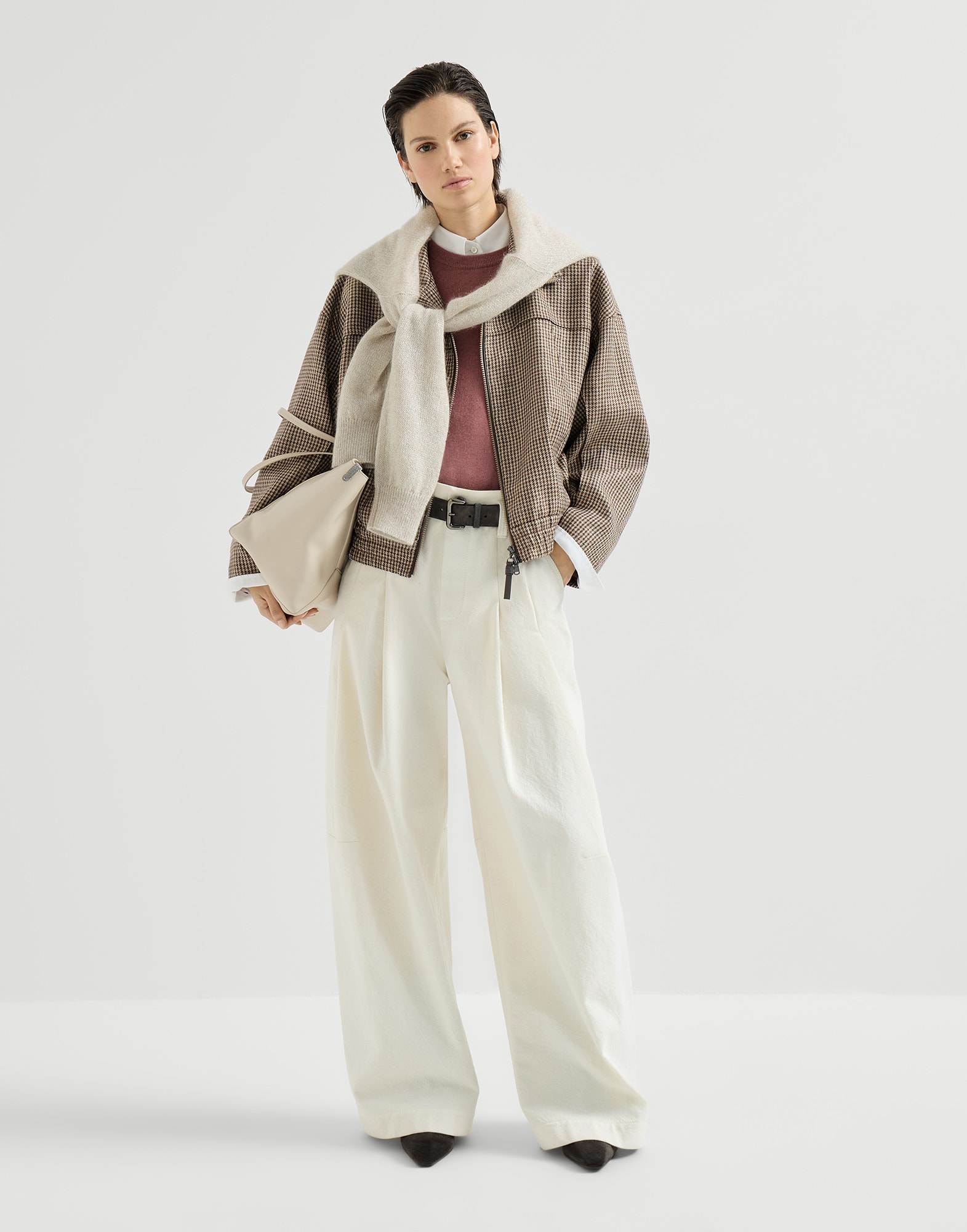 Cashmere knit T-shirt for Woman in Purple | Brunello Cucinelli