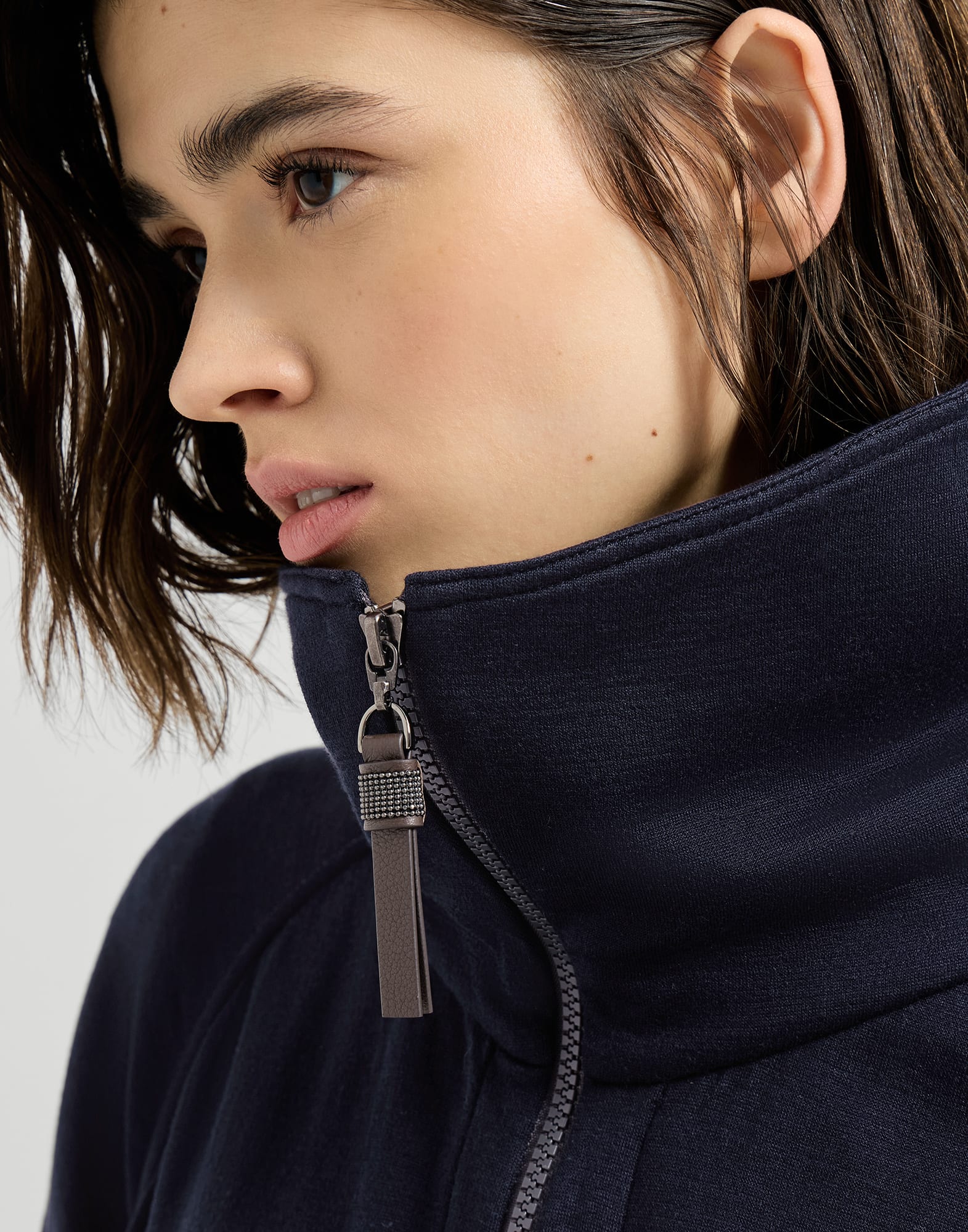 Interlock cardigan with monili for Woman in Cobalt | Brunello