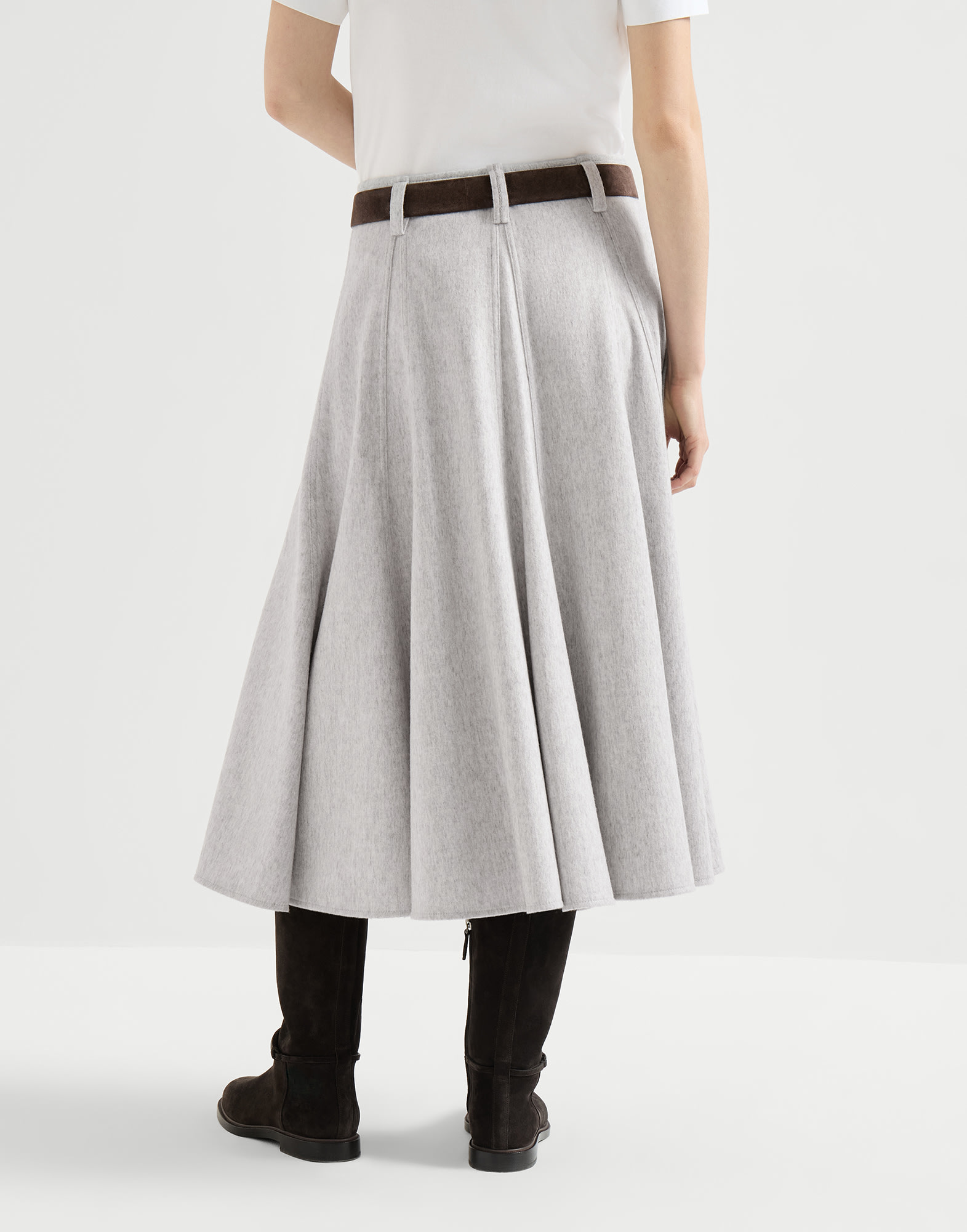 レディース 向け グレー フランネル フレアスカート | Brunello Cucinelli