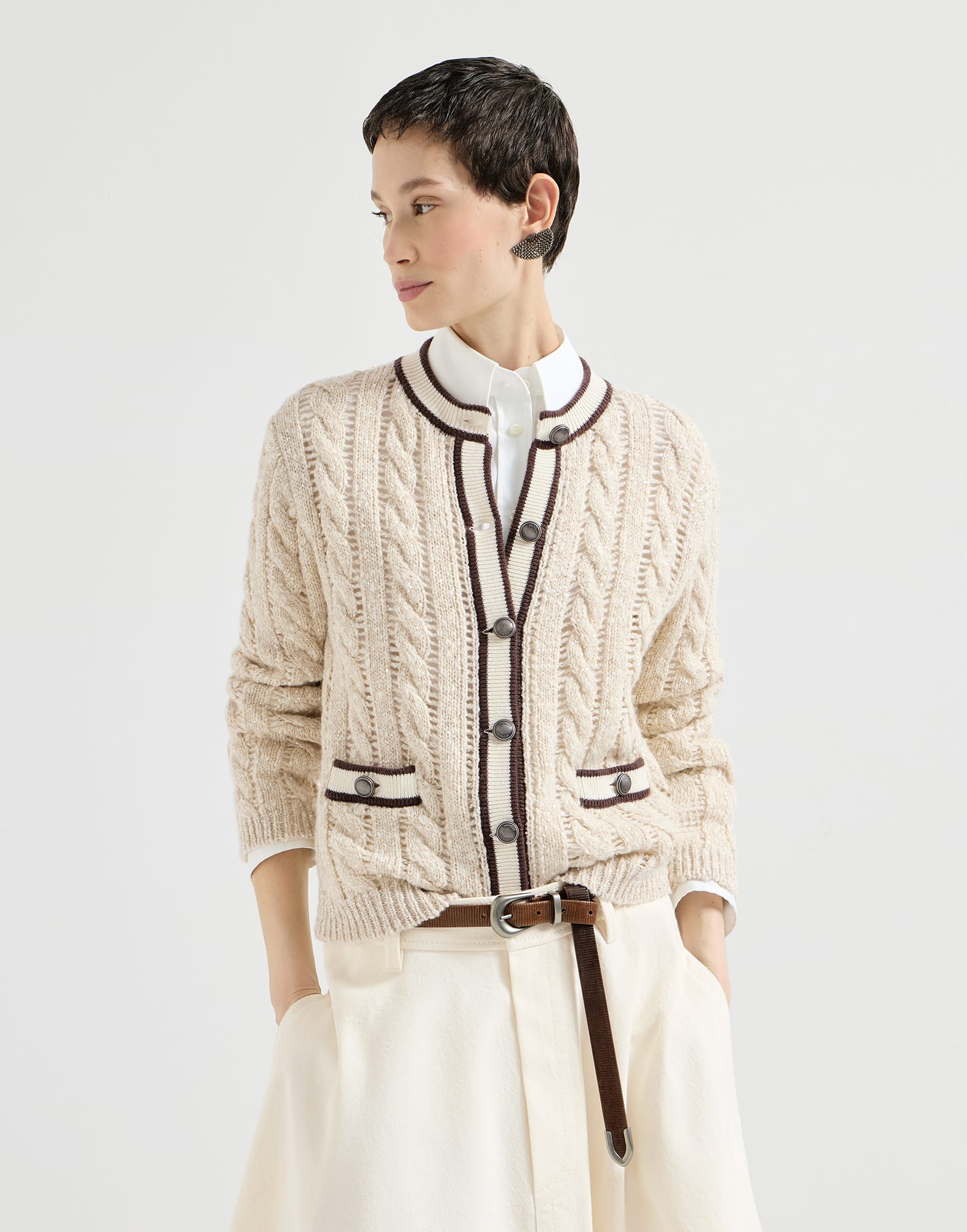 Button-front Cardigan - Front view - View Full Screen