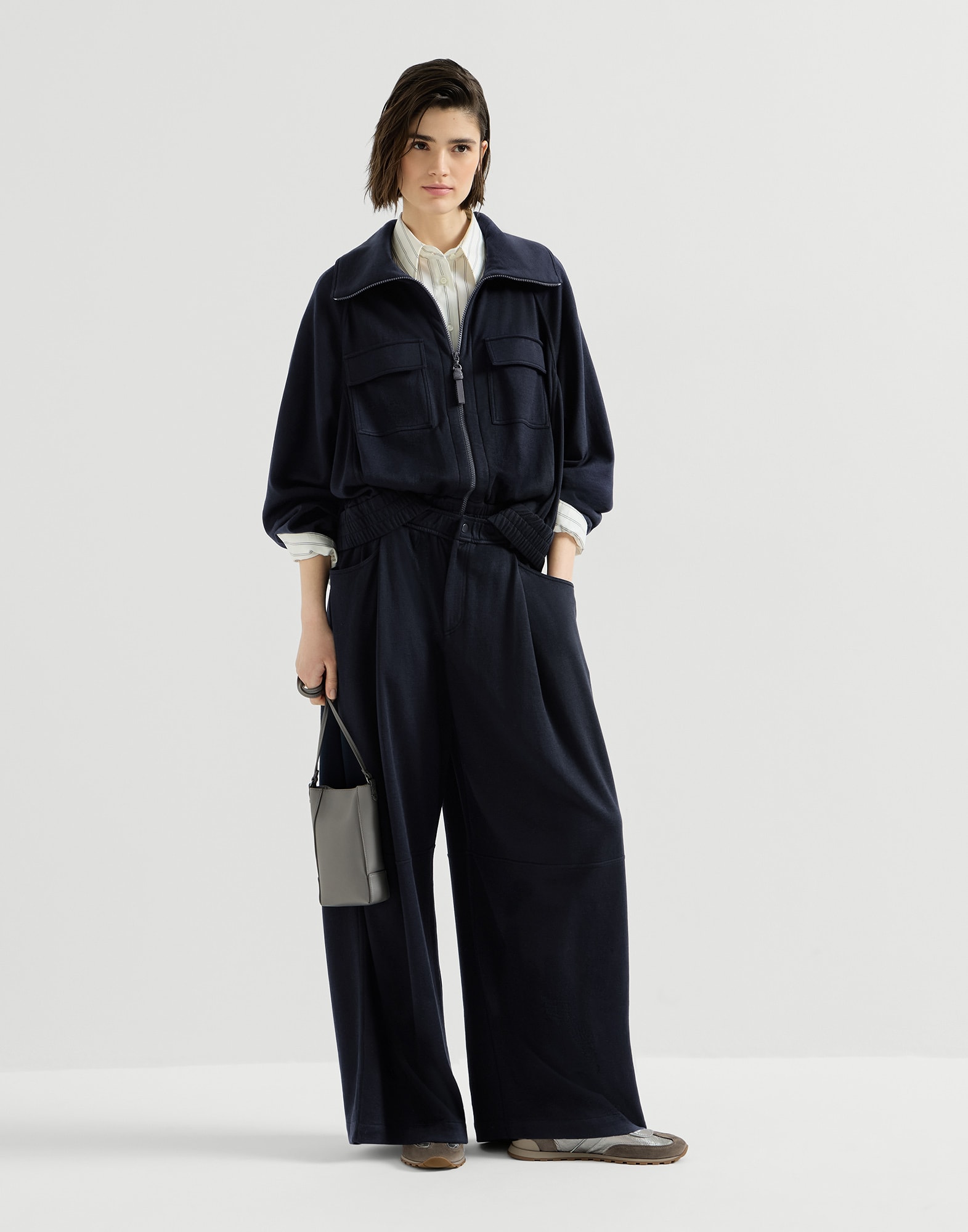 Interlock track trousers for Woman in Night | Brunello Cucinelli