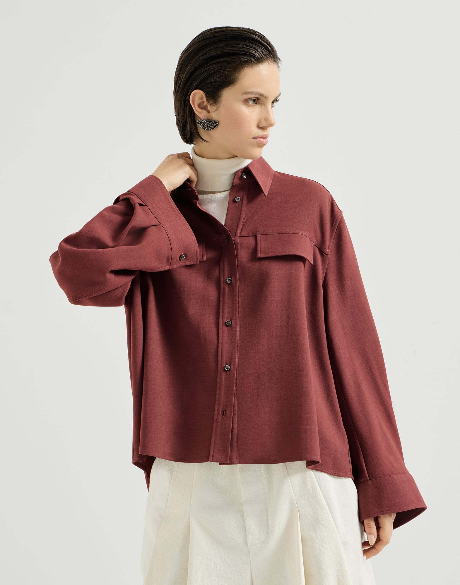 Bluse aus Wolle - Vorderansicht - Vollbildmodus