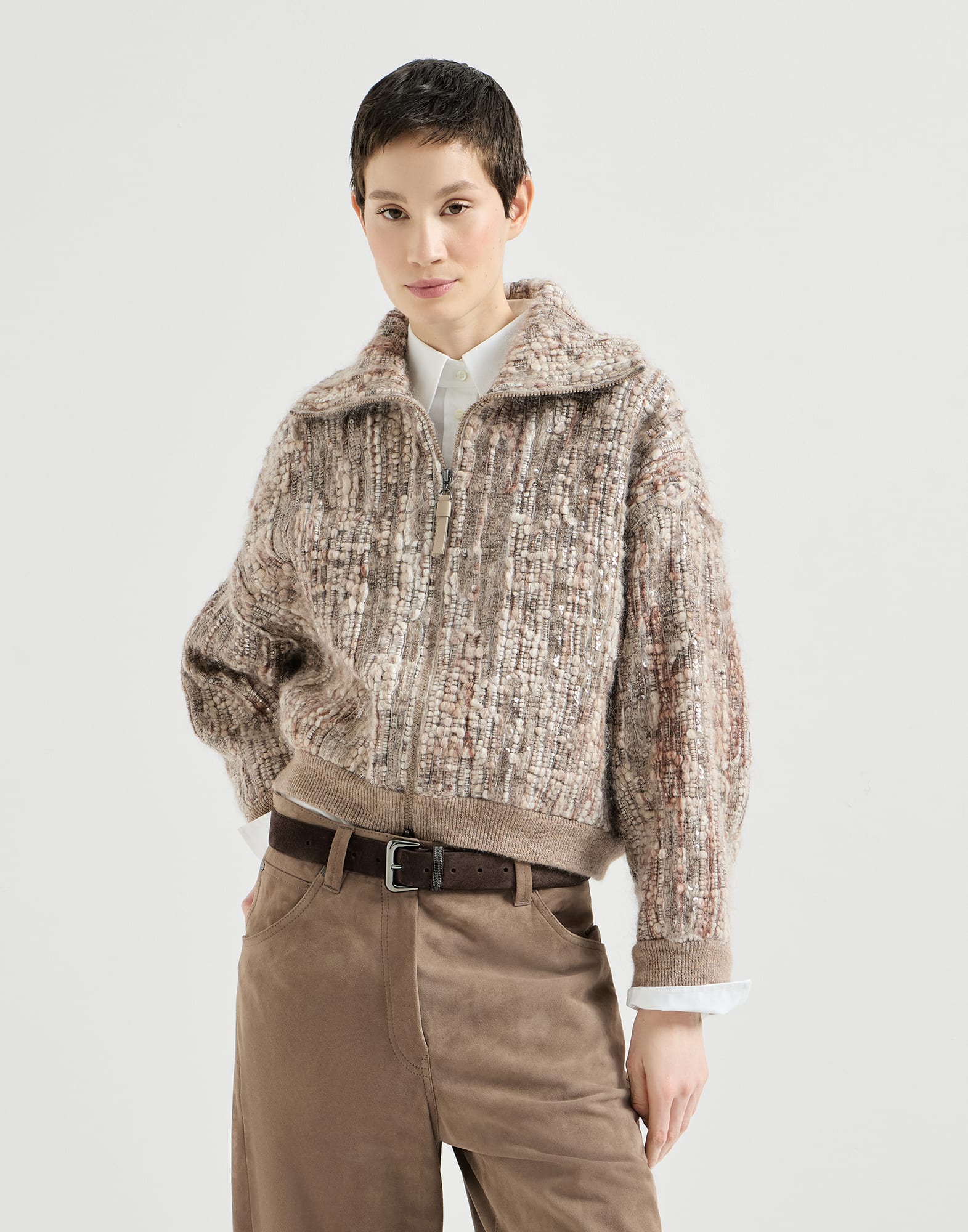 Zip-front Cardigan - Front view - View Full Screen