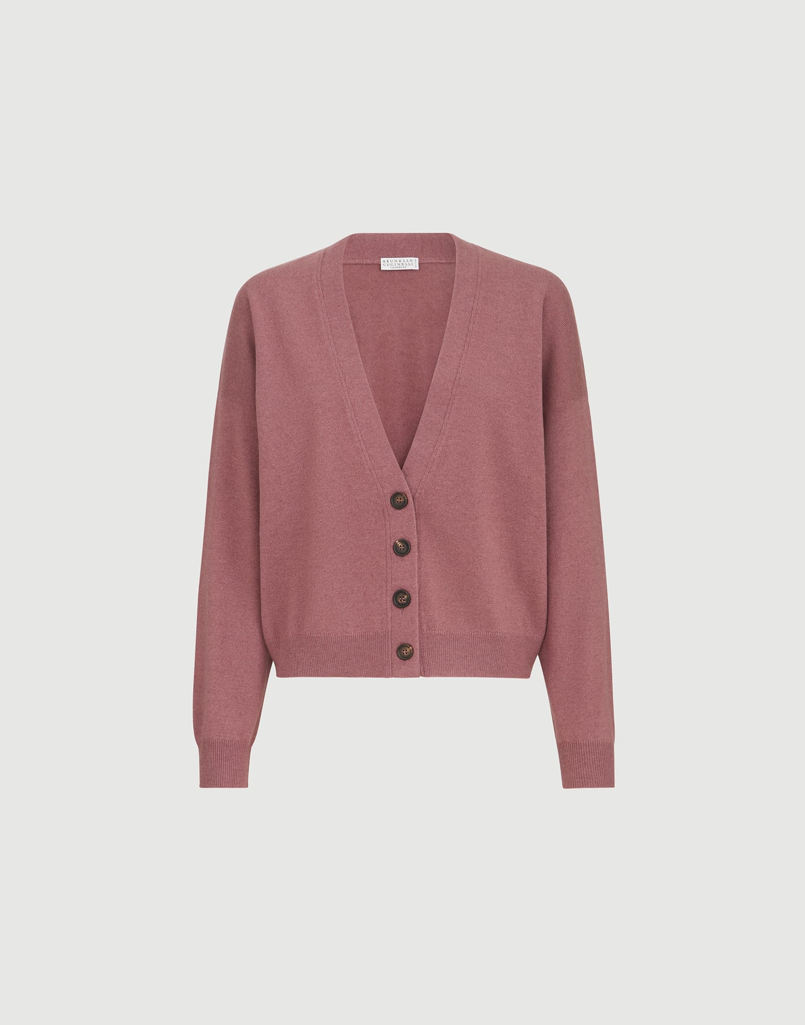 Cashmere cardigan with monili for Woman in Purple | Brunello Cucinelli