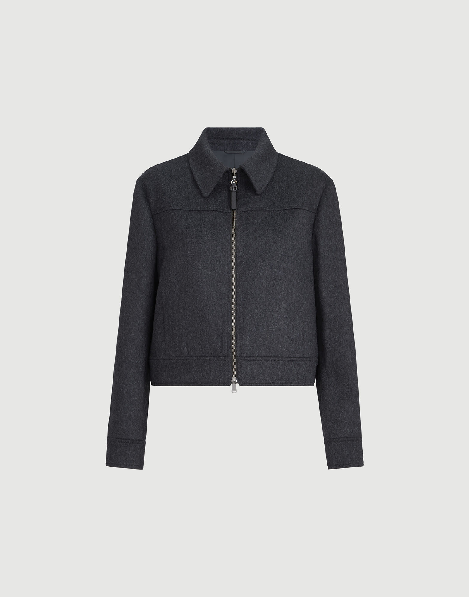 Flannel outerwear jacket for Woman in Anthracite | Brunello Cucinelli