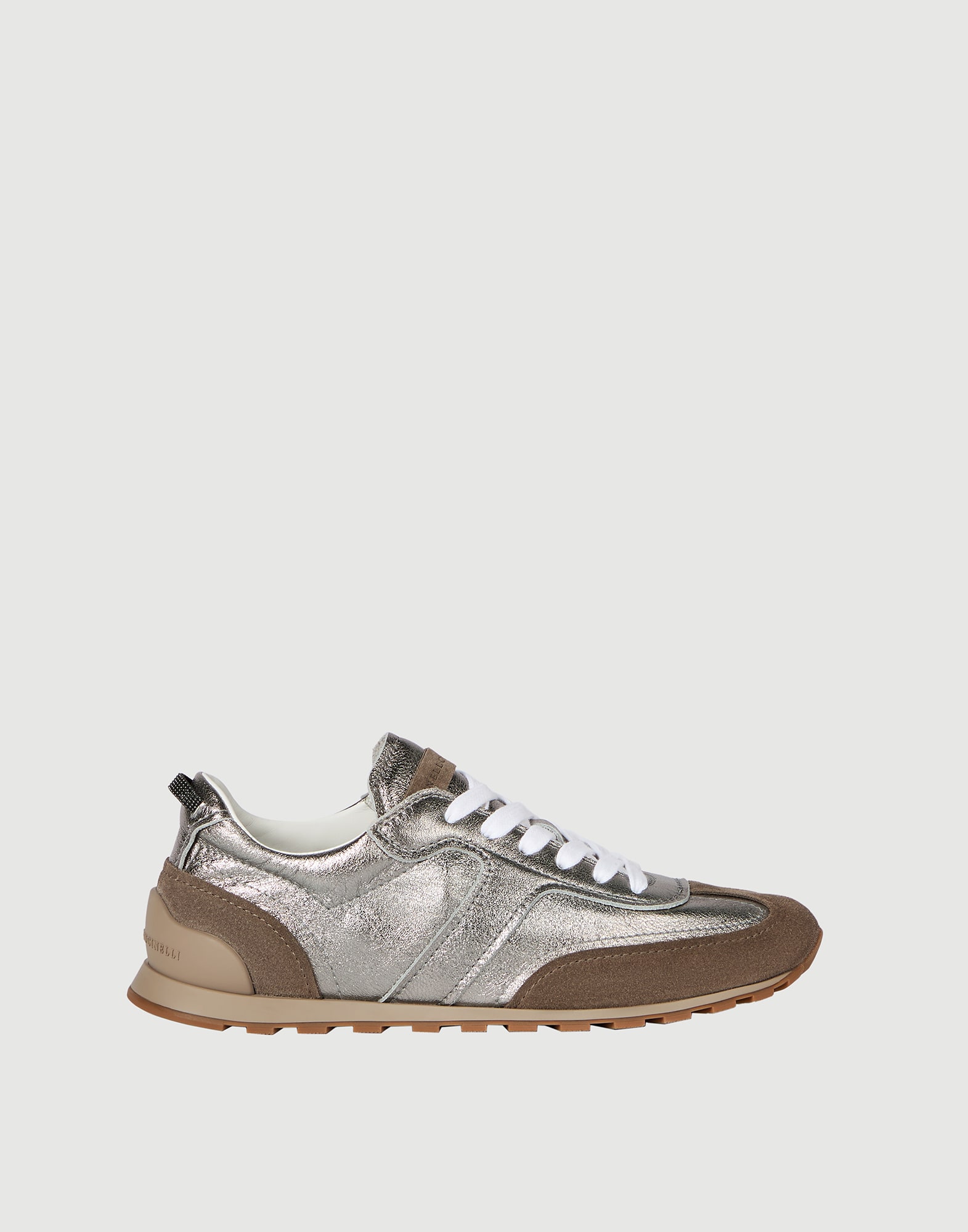 BRUNELLO CUCINELLI☆美品☆ Lamé calfskin and suede runners for Woman in Silver | Brunello