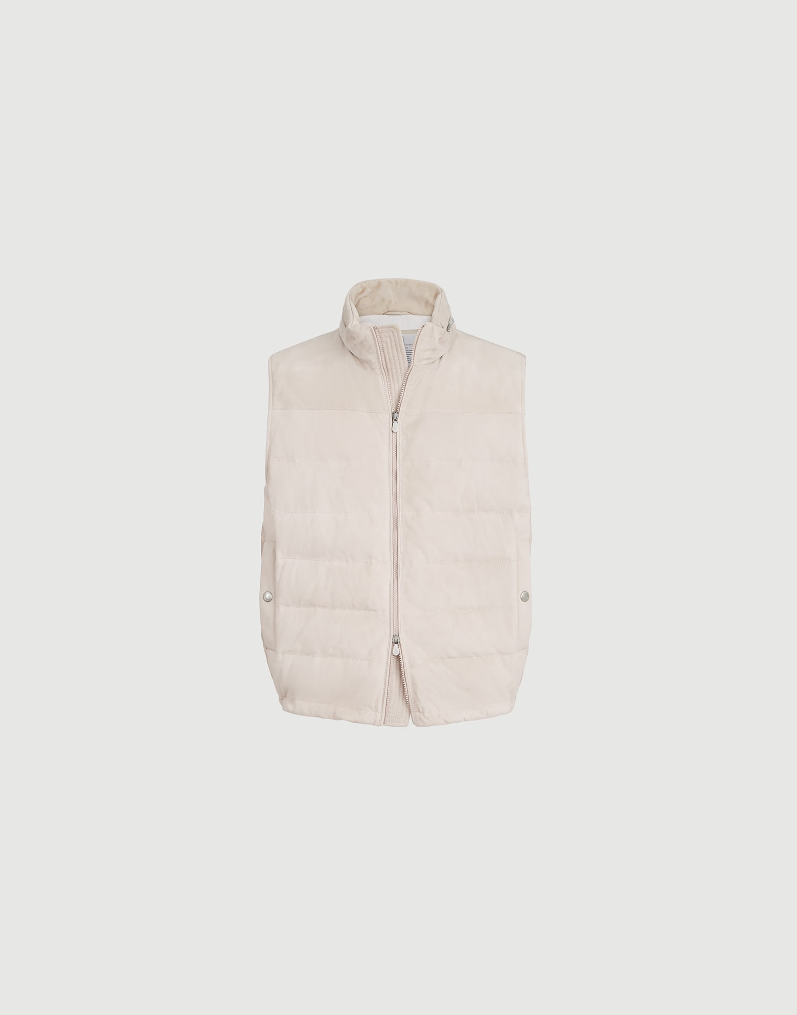 【ブルネロクチネリ】スエード ベージュダウンベスト メンズ 向け ベージュ スエード ダウンベスト | Brunello Cucinelli