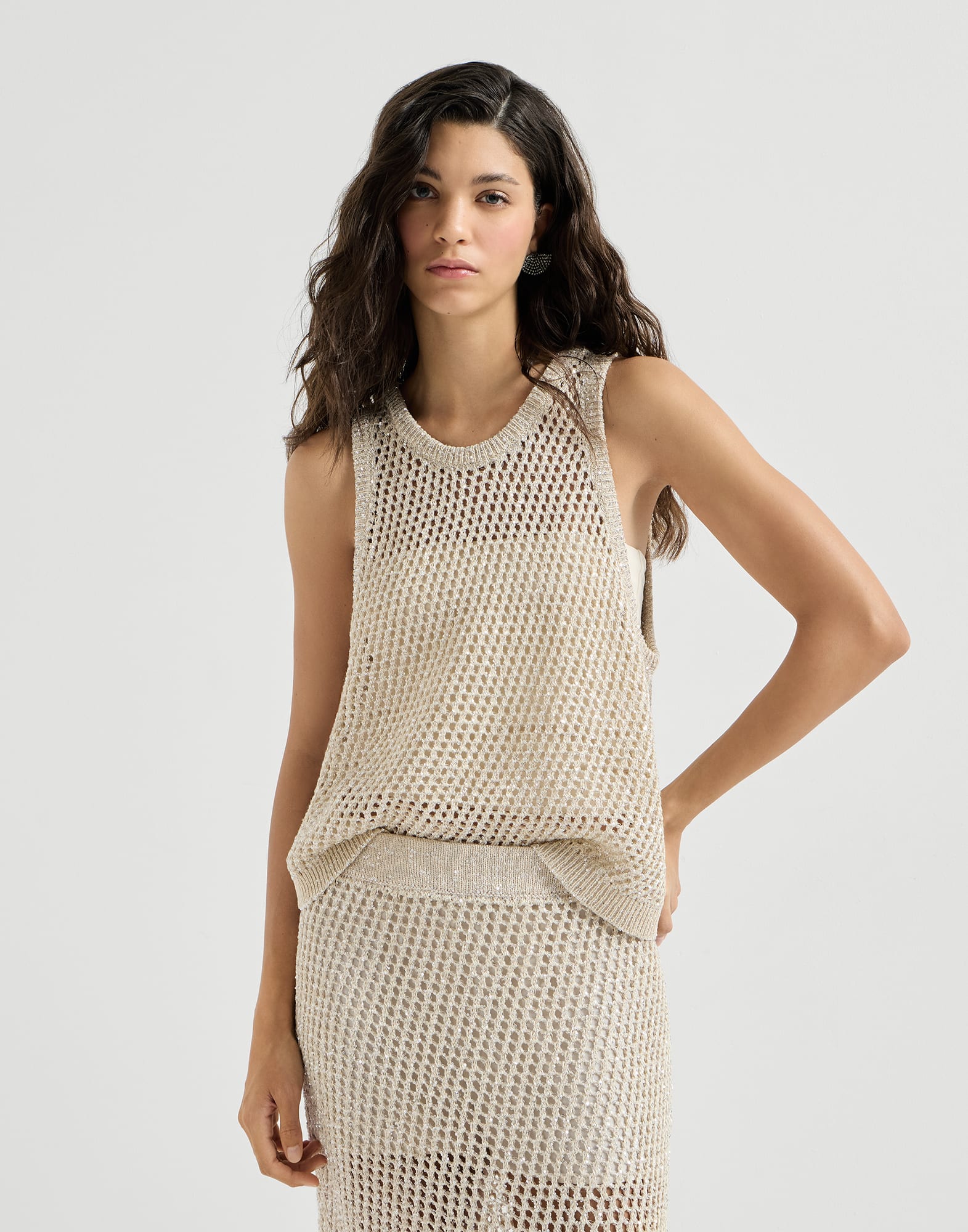 Dazzling texture net top