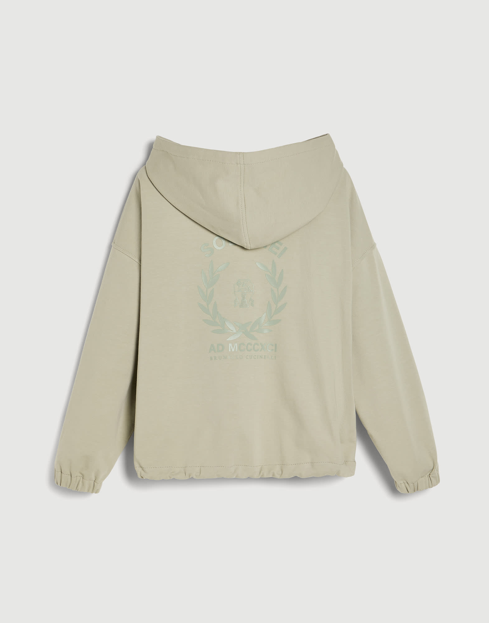 Sudadera con capucha, estampado y cremallera Salvia Ni&ntilde;a - Brunello Cucinelli