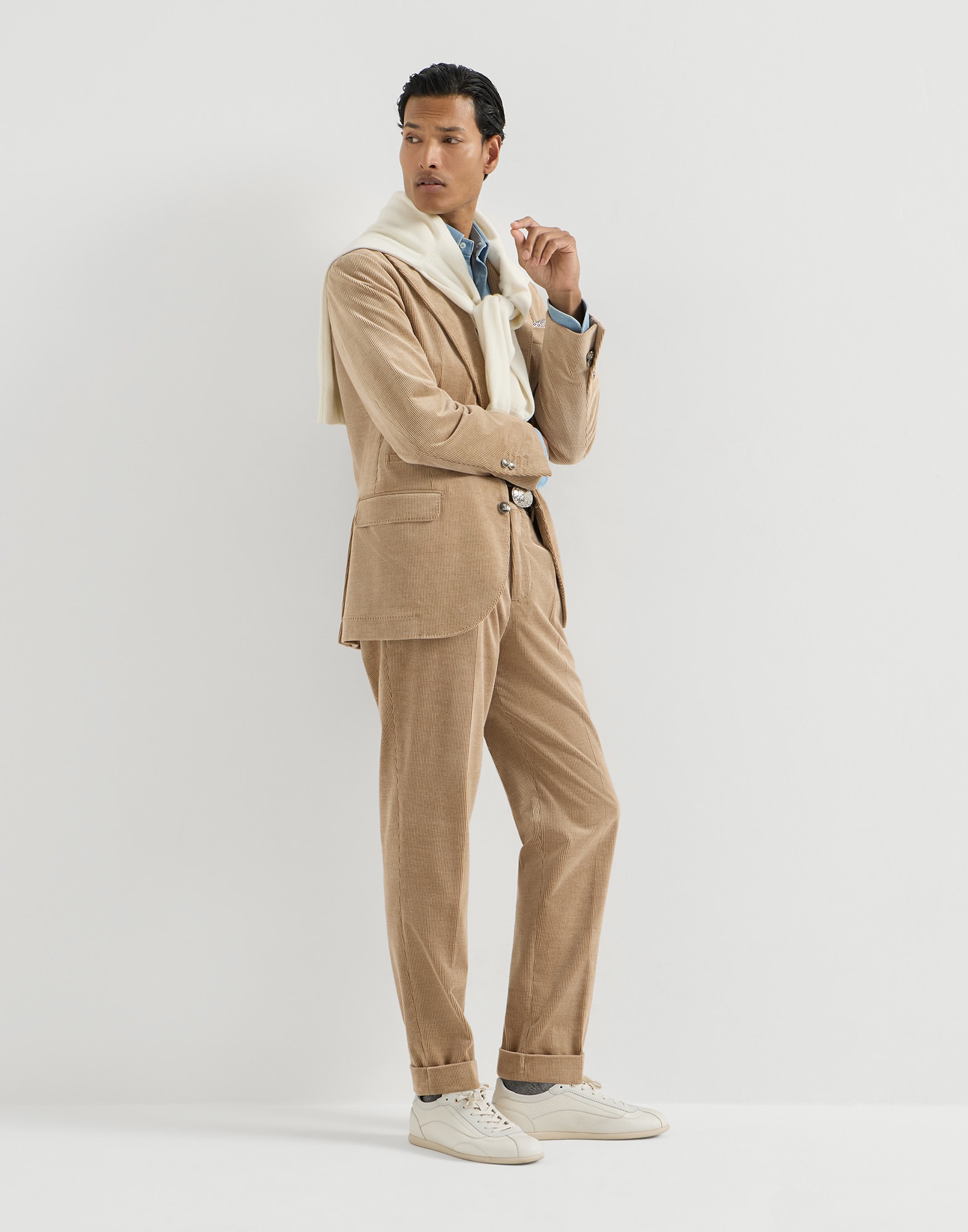 Deerskin-effect calfskin sneakers for Man in Panama | Brunello
