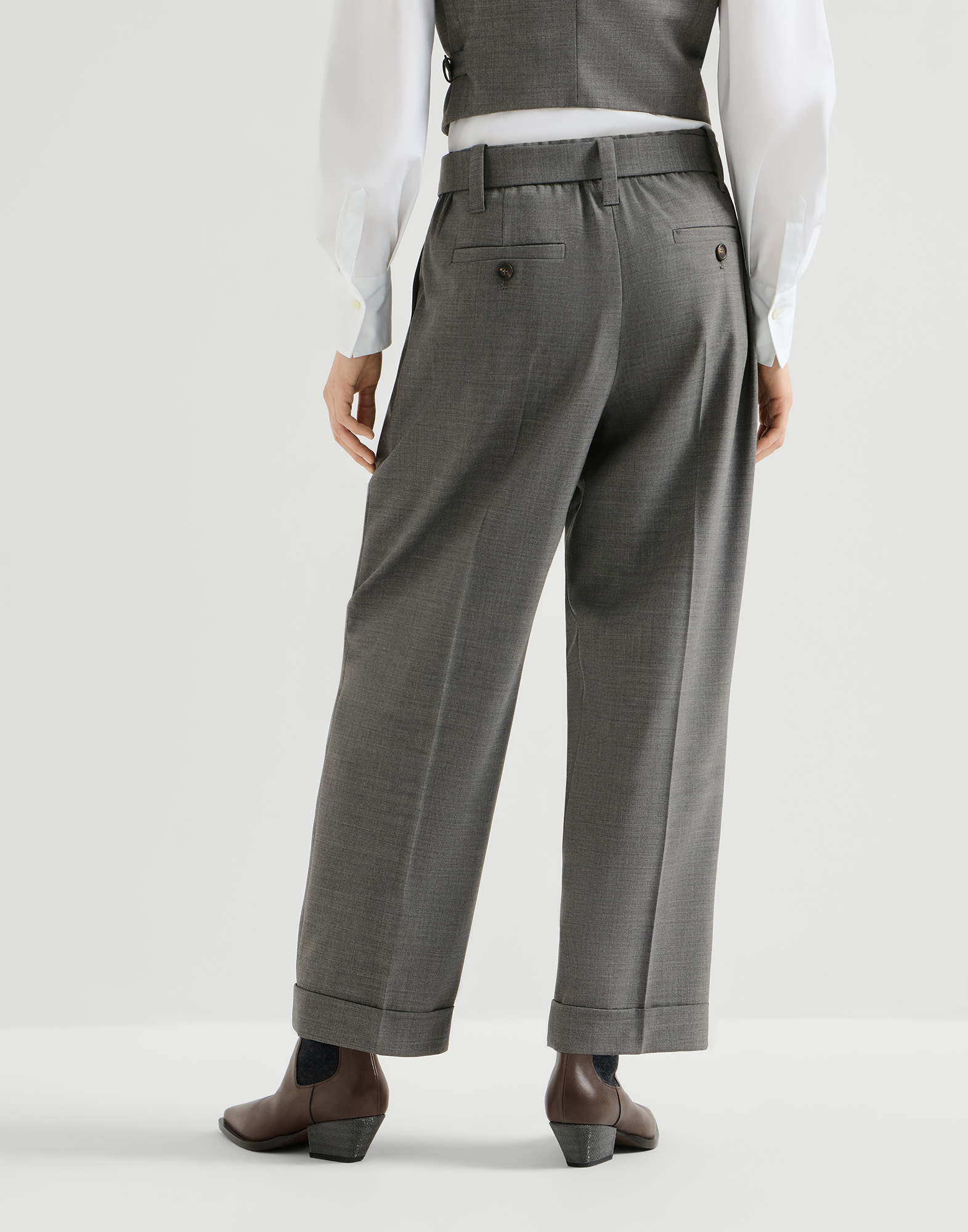 Sartorial Baggy trousers for Woman in Dark Grey | Brunello Cucinelli