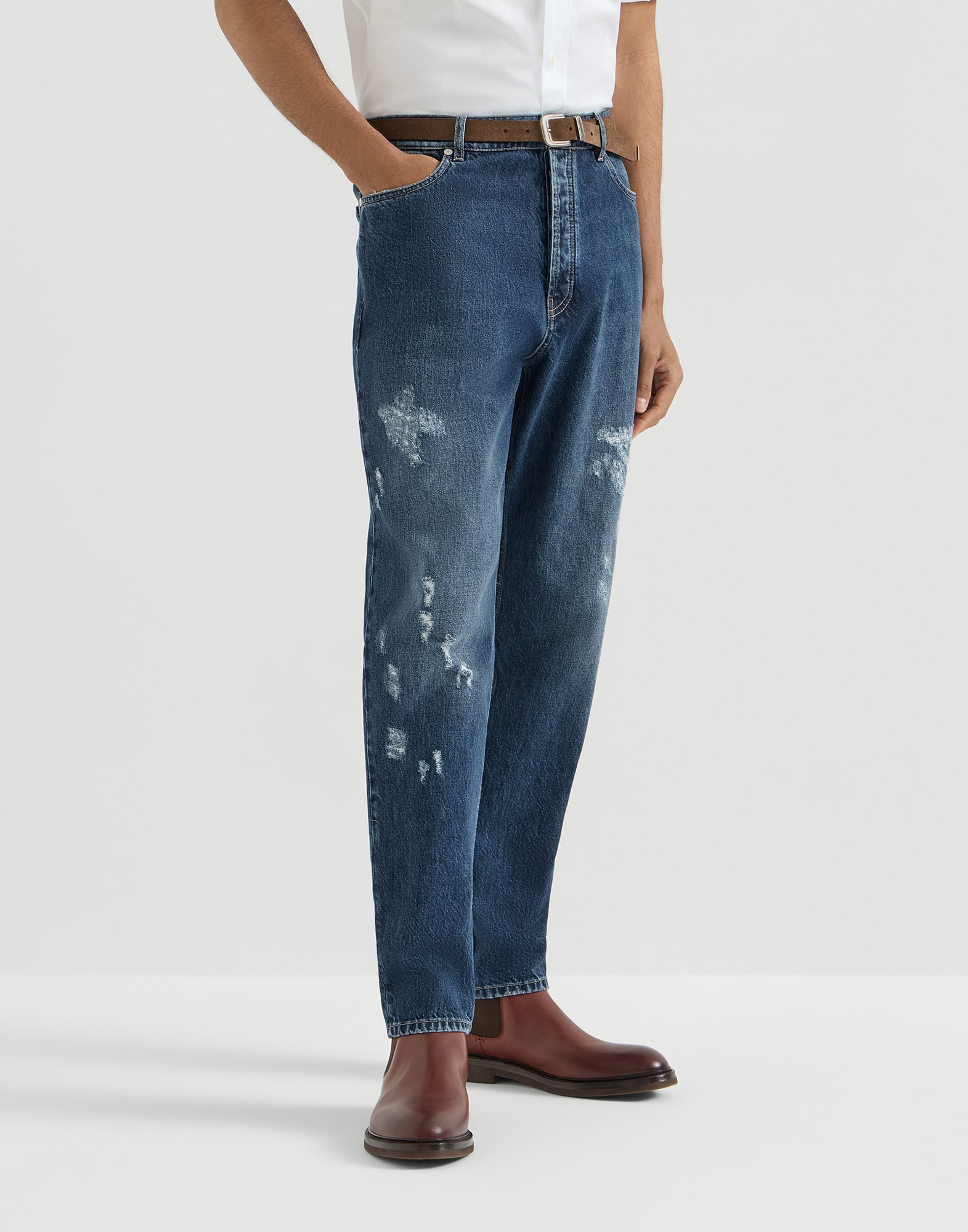 Denim Five-Pocket Trousers - Front view - View Full Screen