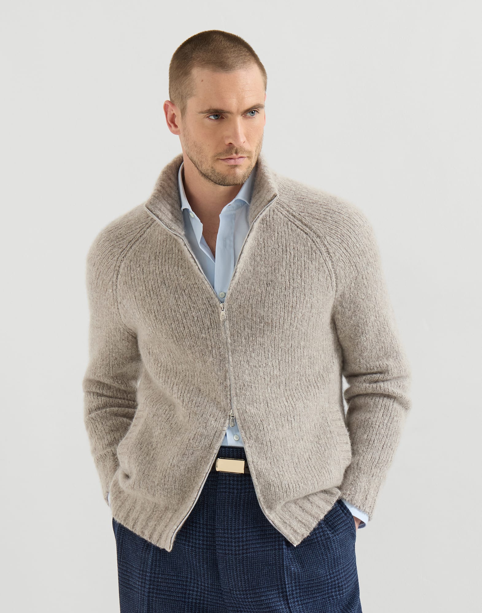 Zip-front Cardigan - Front view - View Full Screen