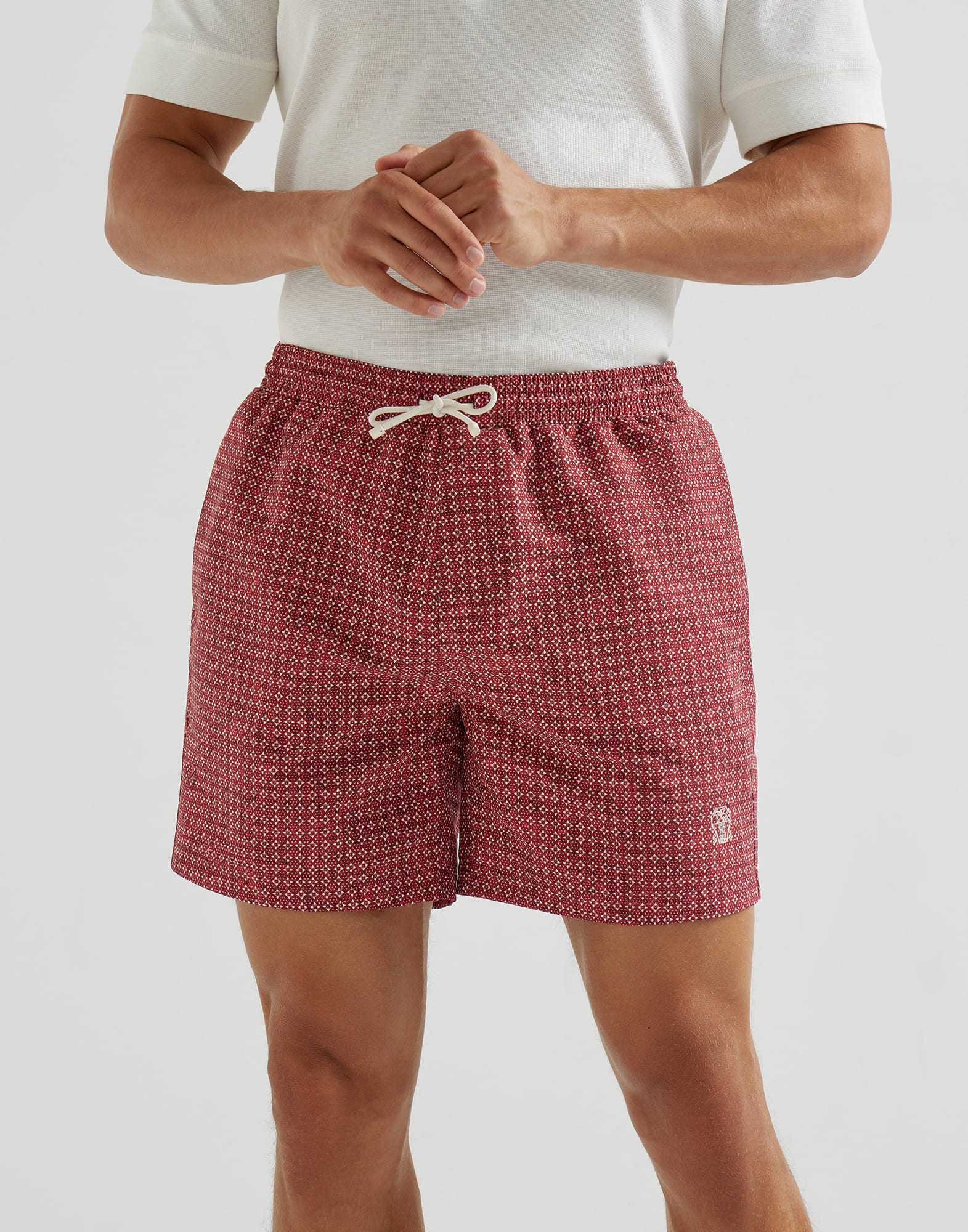 Nylon swim shorts for Man in Cherry | Brunello Cucinelli