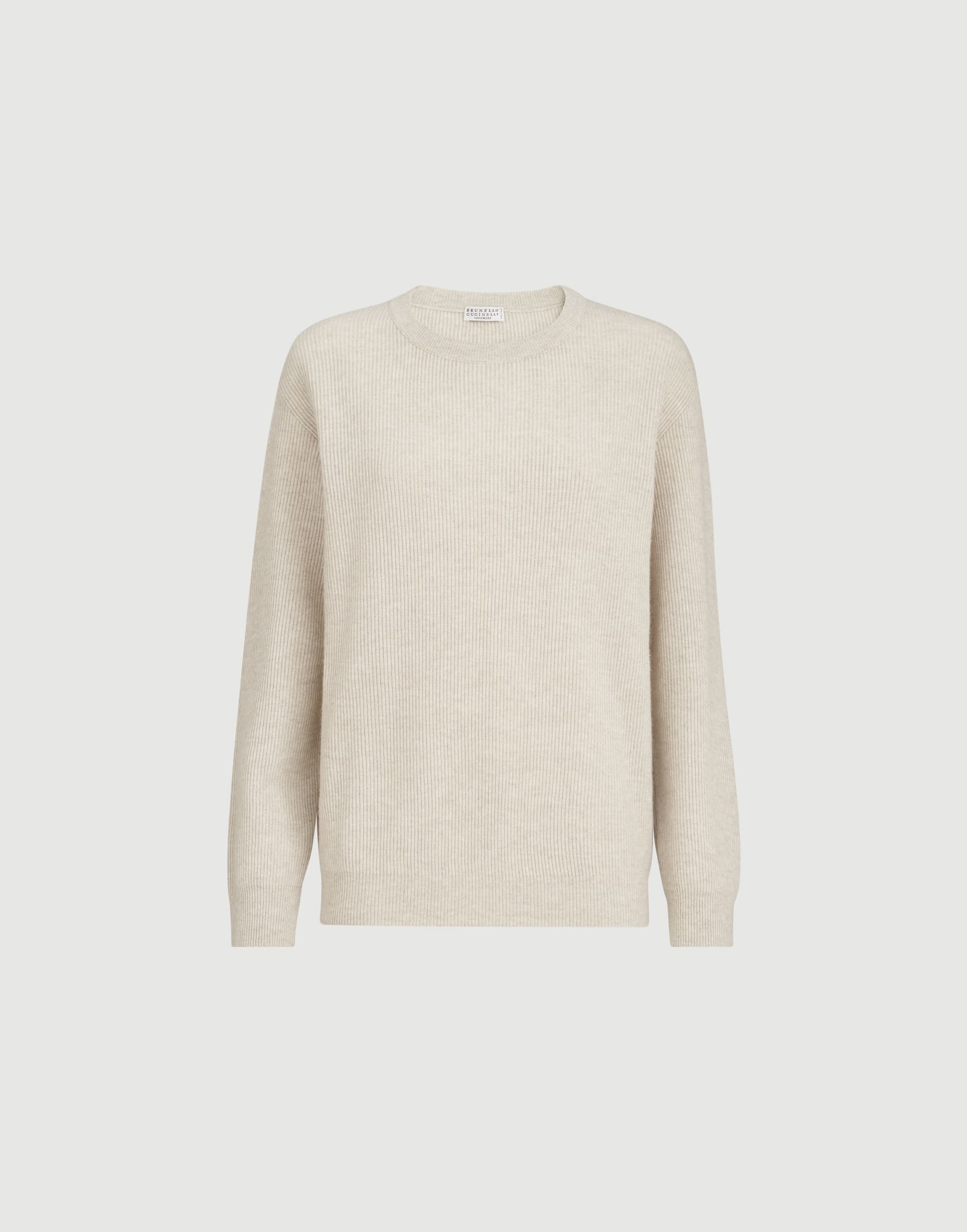 English rib cashmere sweater for Woman in Oat | Brunello Cucinelli