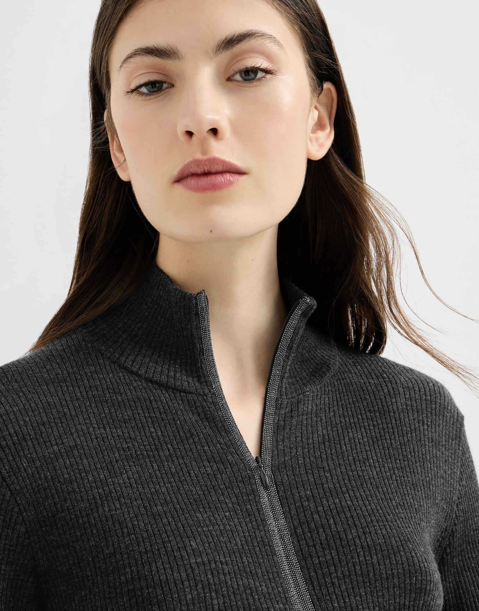 Virgin wool and cashmere sweater for Woman in Anthracite