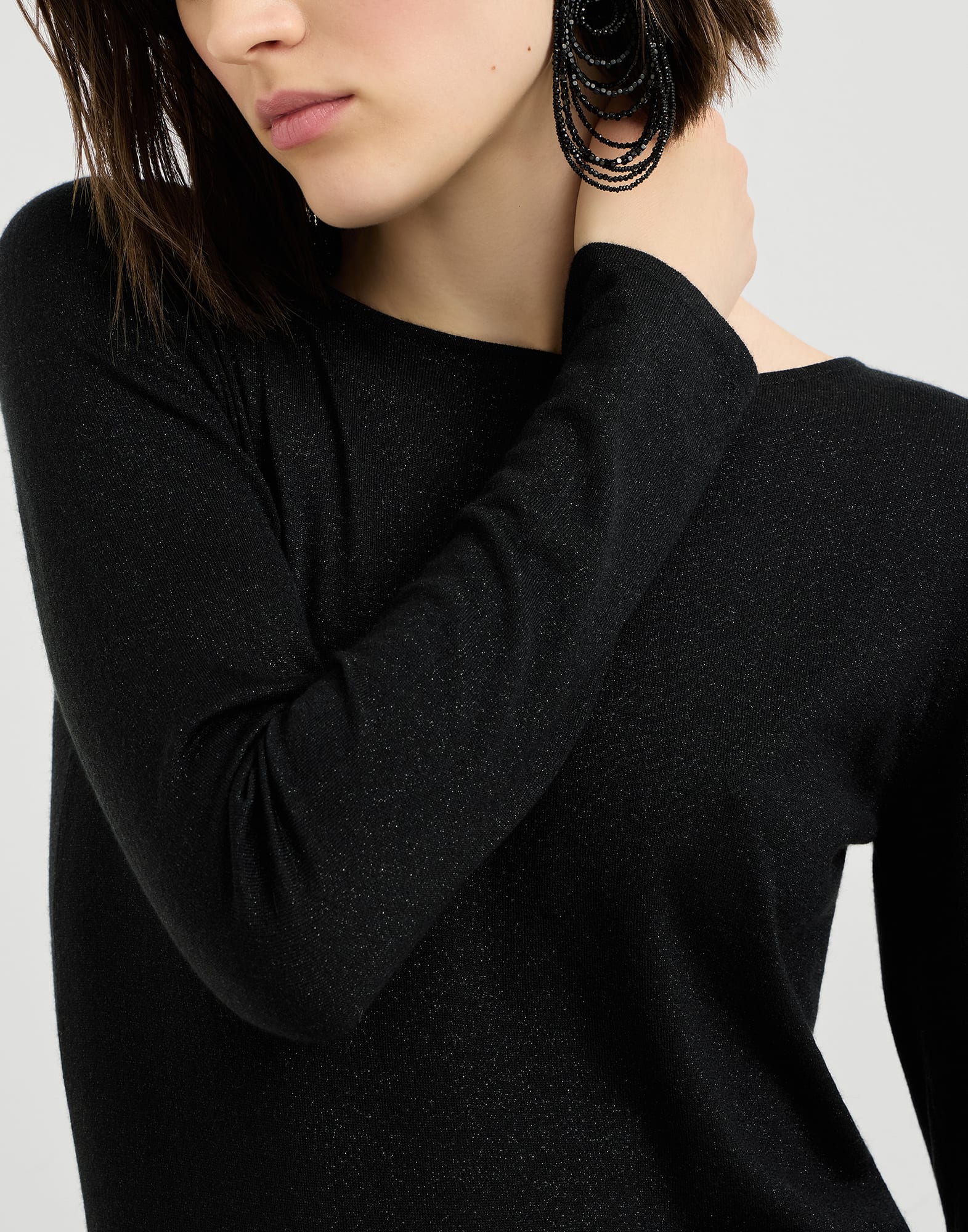 Cashmere and silk lightweight sweater for Woman in Light Grey