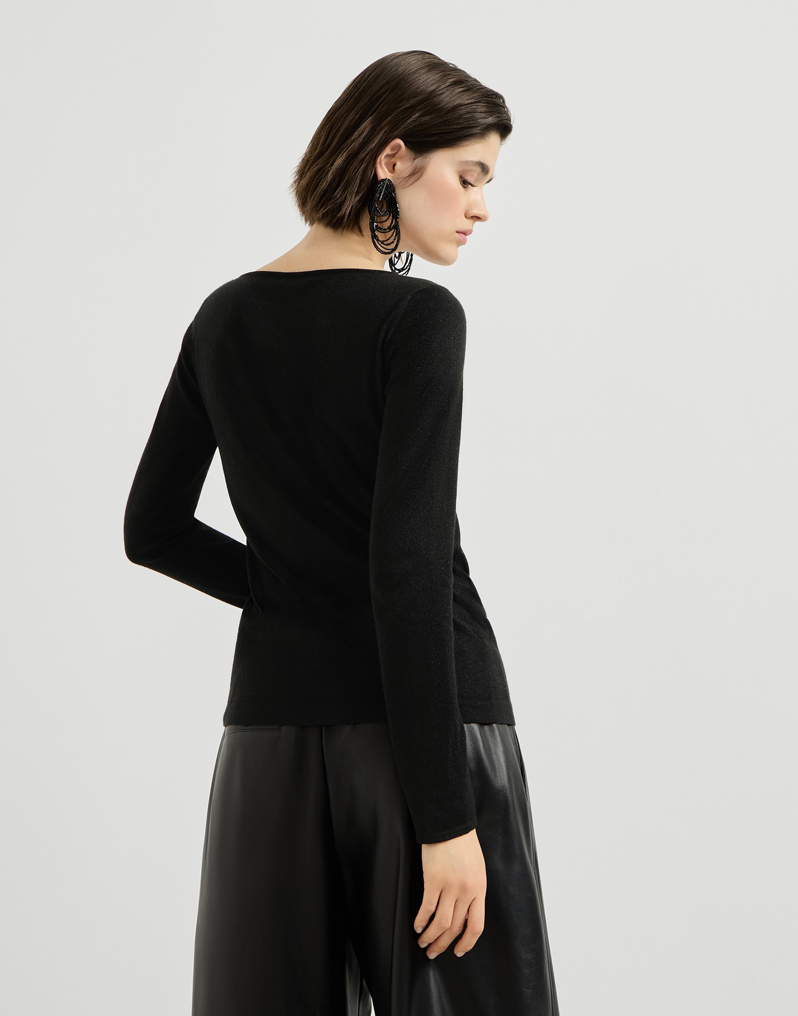 Cashmere and silk lightweight sweater for Woman in Light Grey