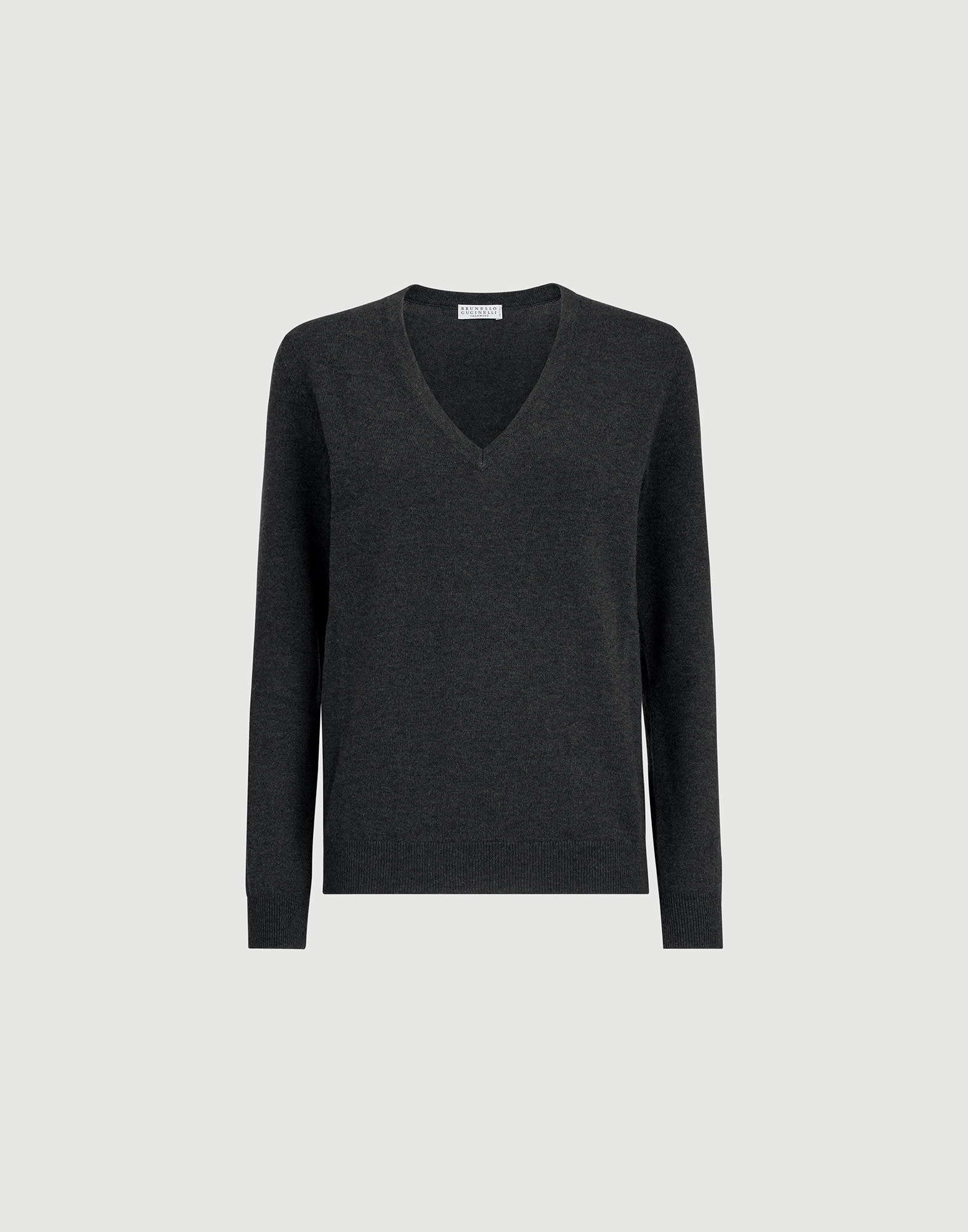 Cashmere sweater with monili for Woman in Dark Grey | Brunello