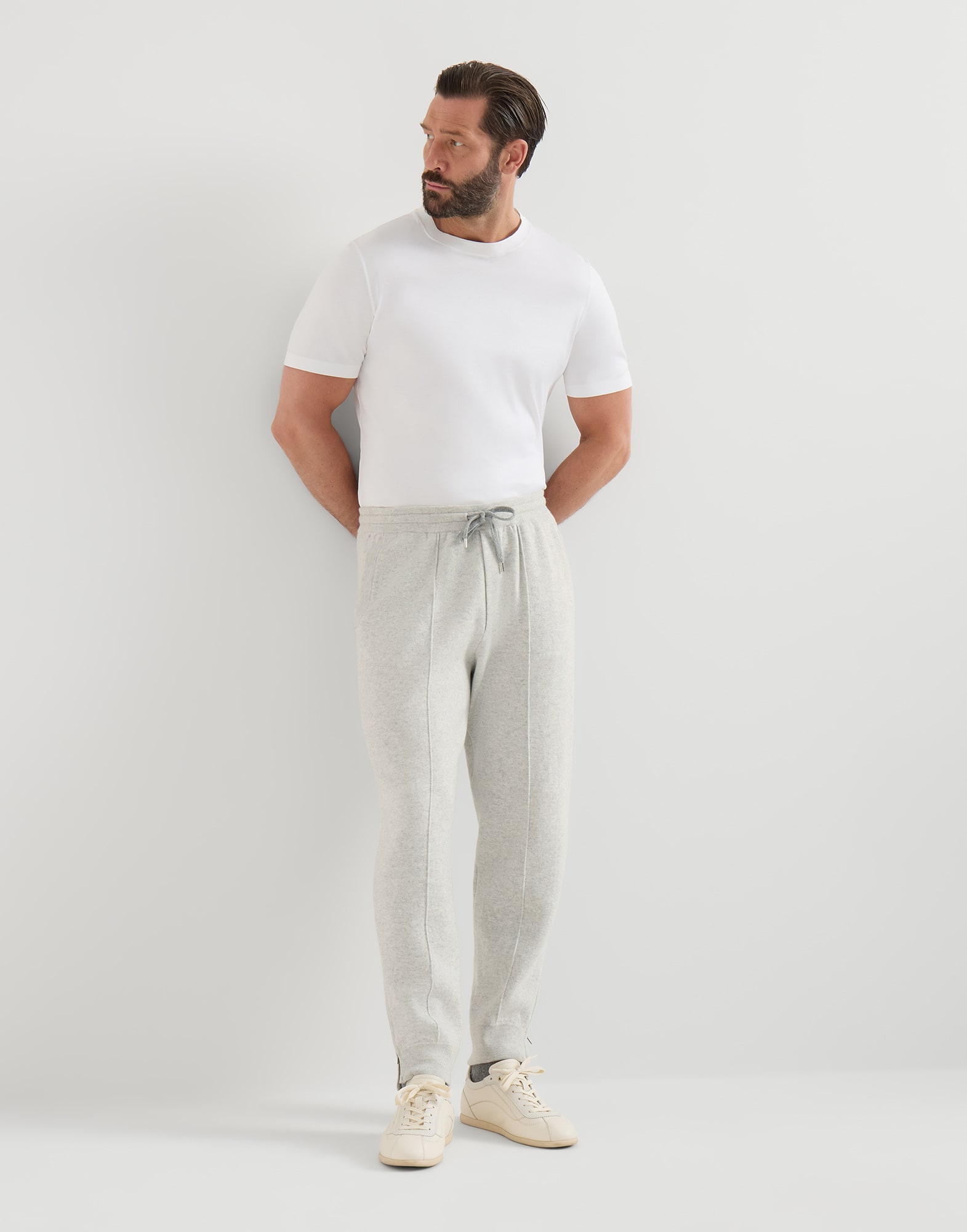 Double knit trousers for Man in Light Grey | Brunello Cucinelli