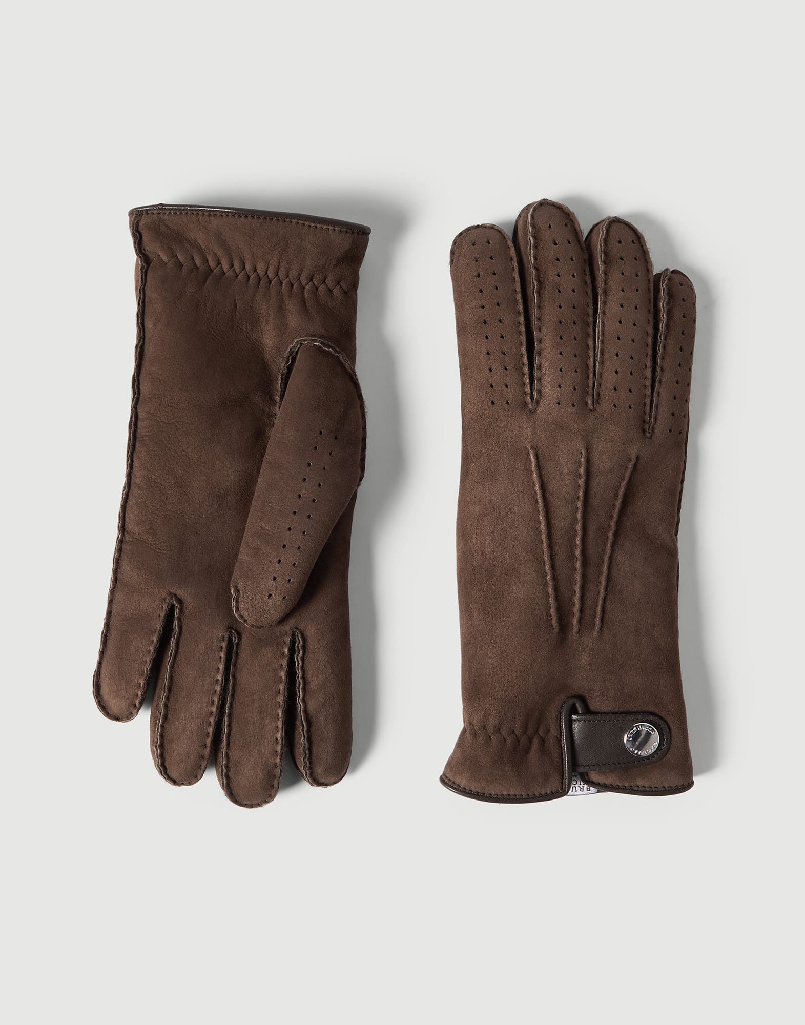 Shearling gloves for Man in Rust Brown | Brunello Cucinelli