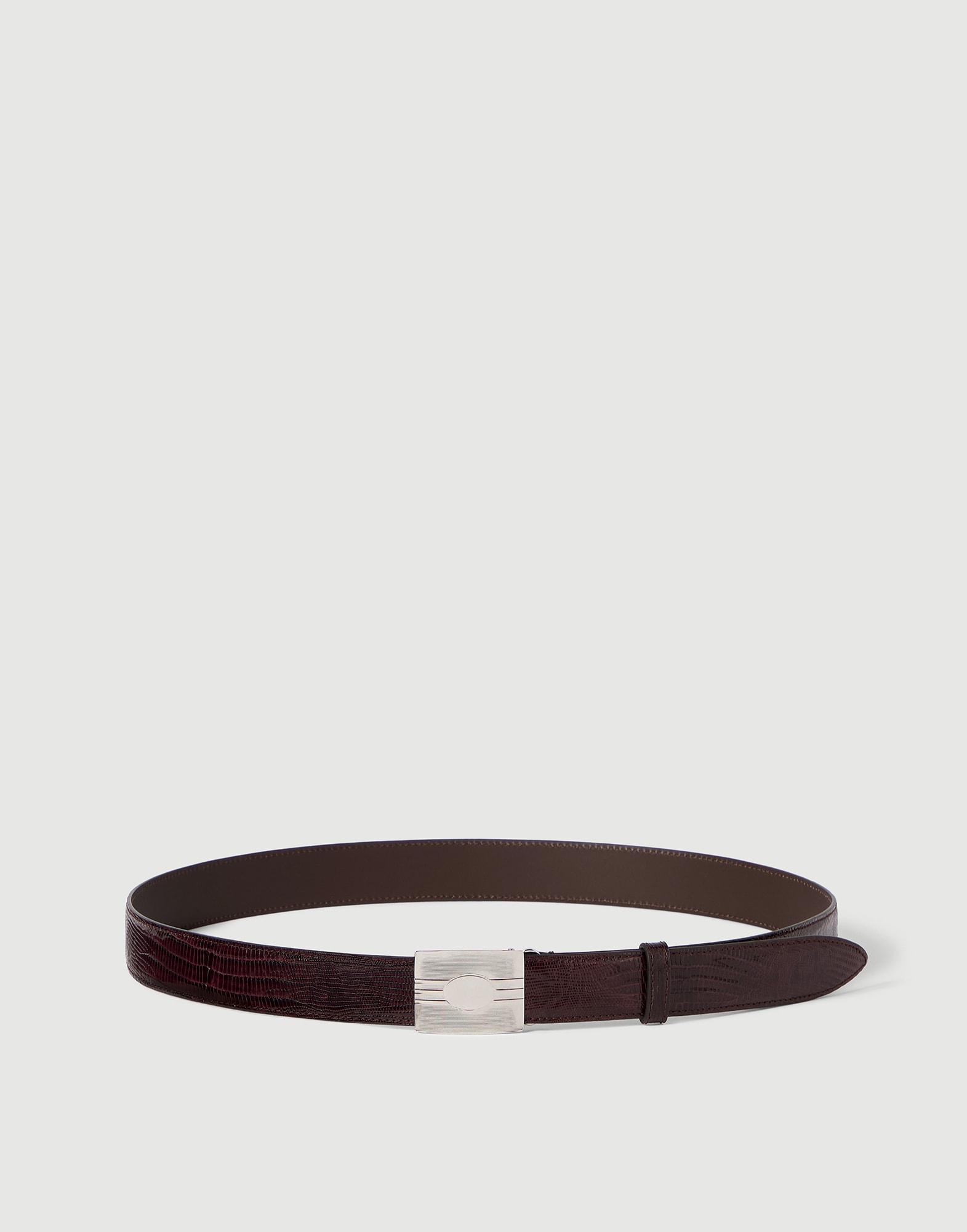 Lizard belt with bronze buckle Burgundy Man - Brunello Cucinelli