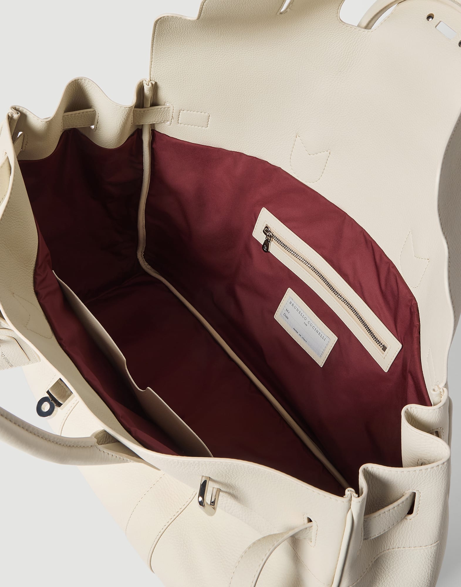 Grained calfskin bag for Man in White | Brunello Cucinelli