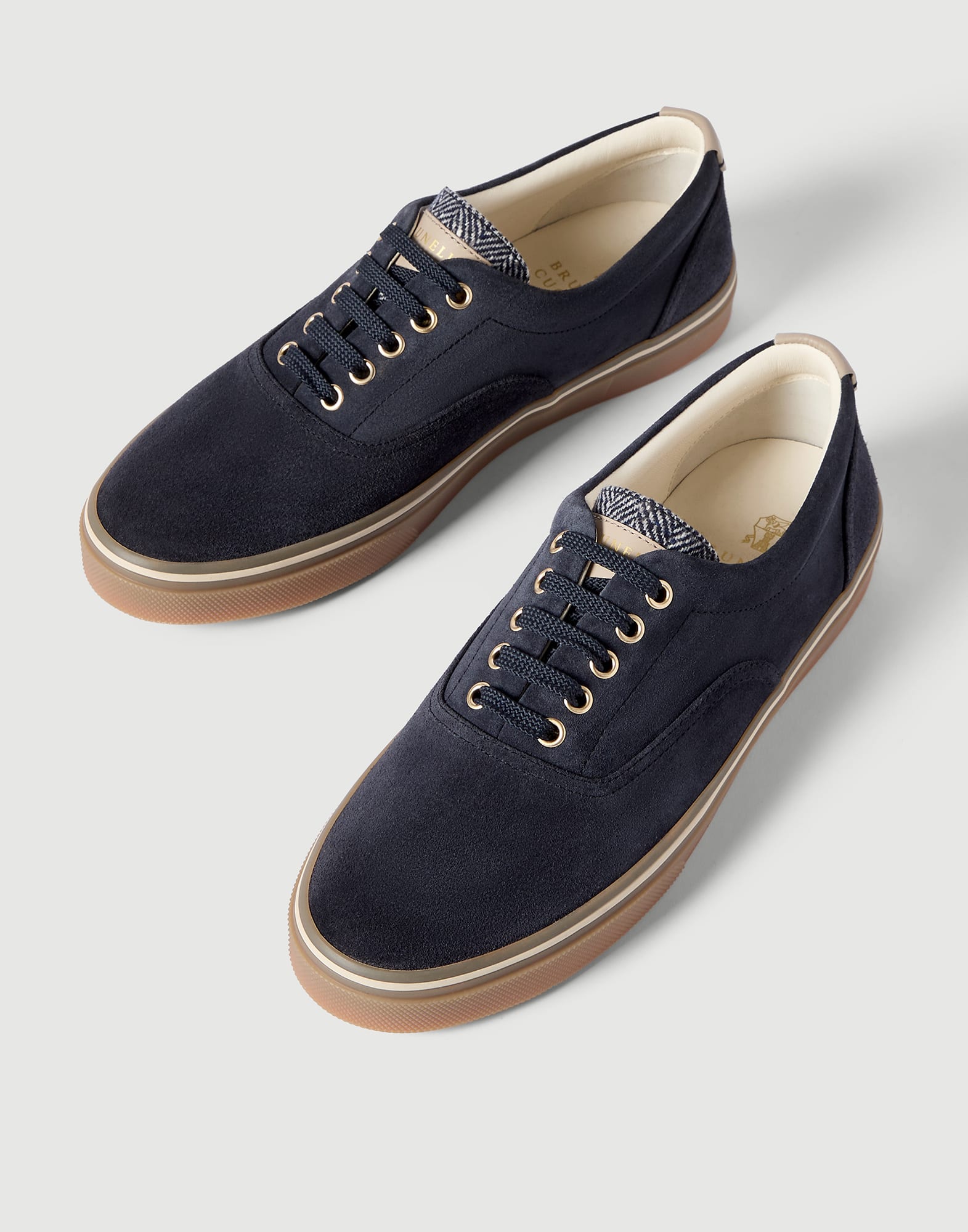 メンズ 向け ネイビーブルー スエードスニーカー | Brunello Cucinelli