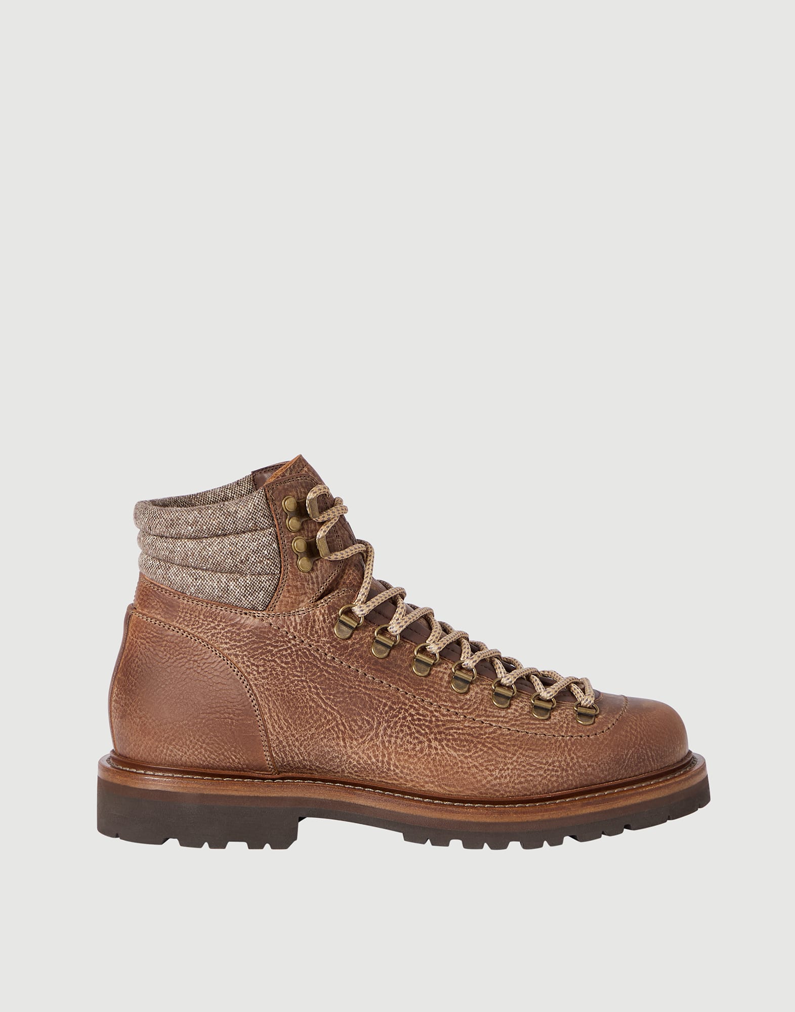 Calfskin Mountain Boot for Man in Camel | Brunello Cucinelli