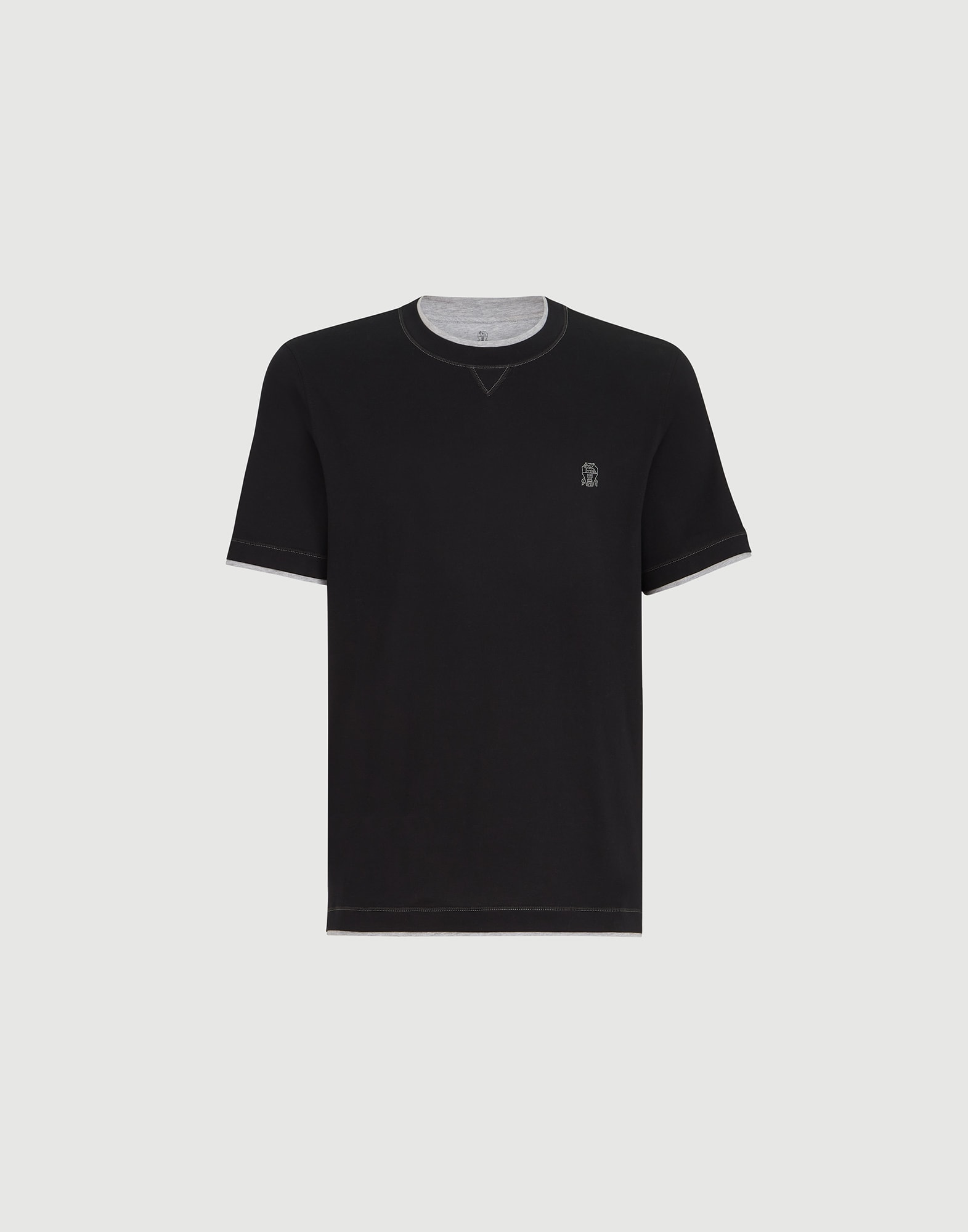 Crew-neck T-shirt for Man in Black | Brunello Cucinelli