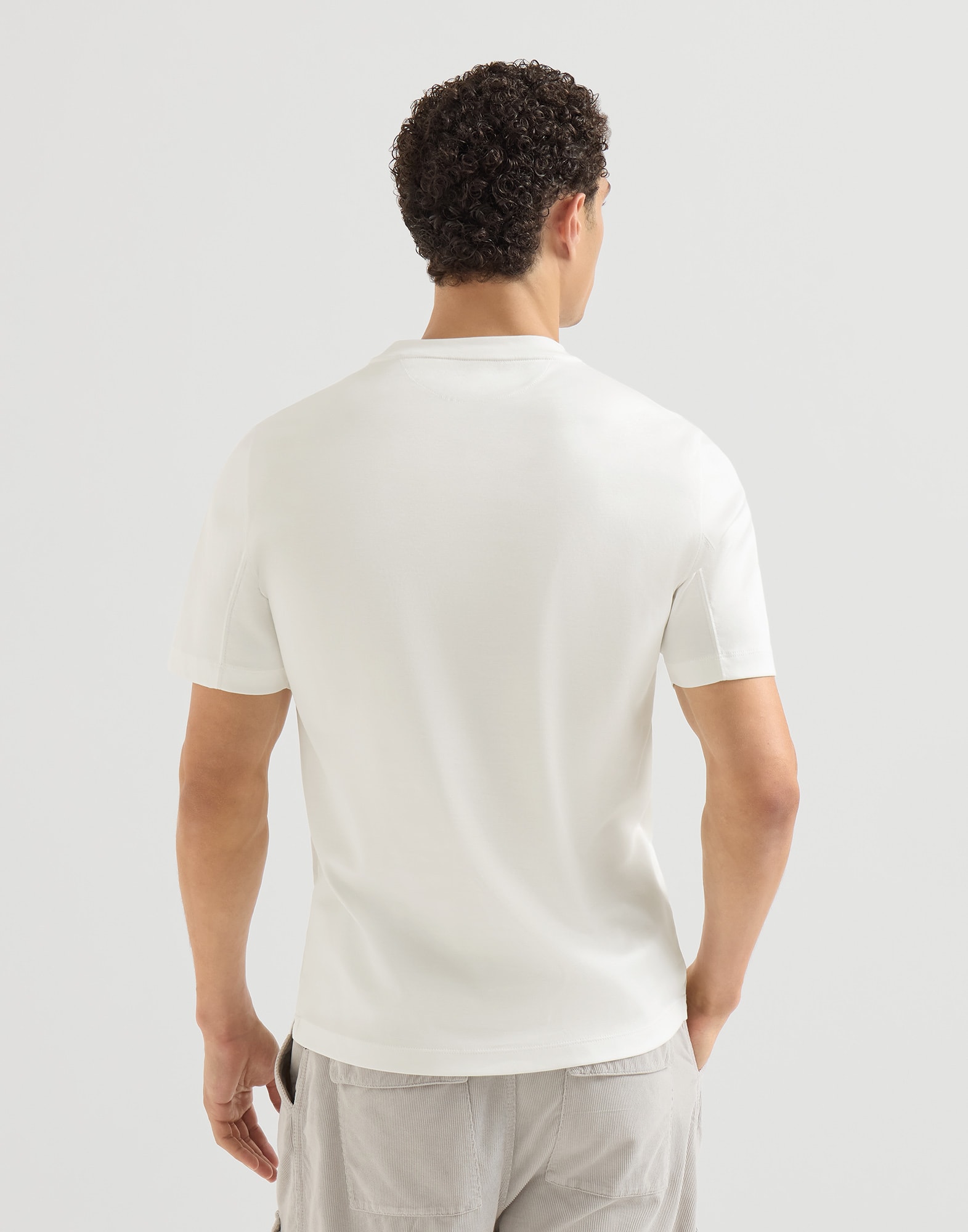 Jersey T-shirt with logo for Man in Off-White | Brunello Cucinelli