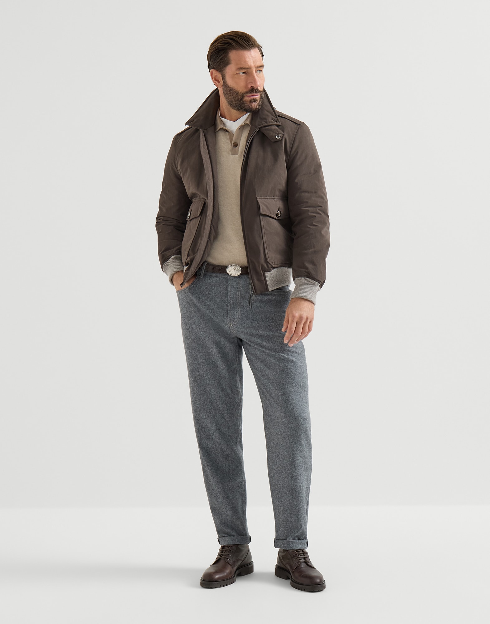 Five-pocket trousers for Man in Cerulean | Brunello Cucinelli